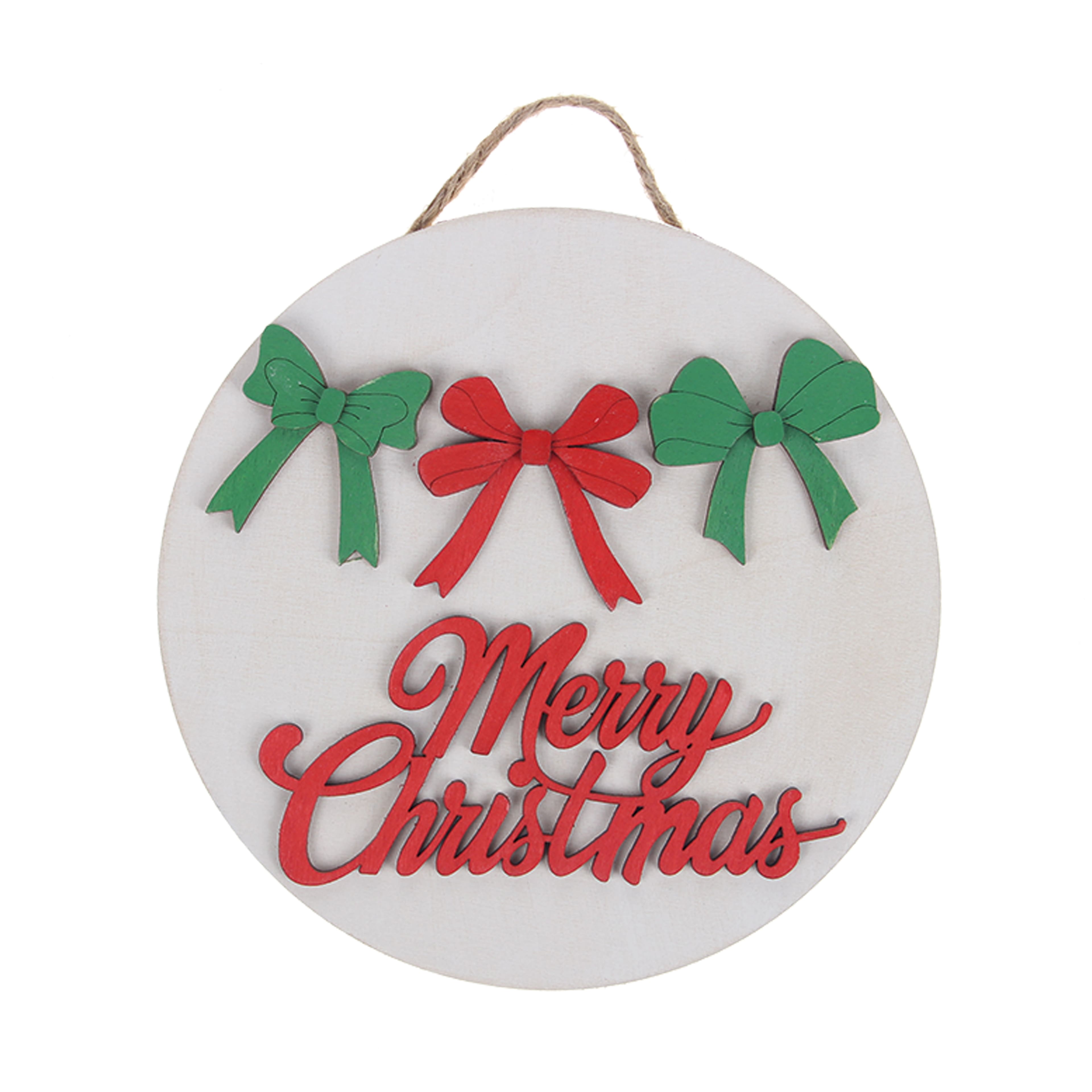 6&#x22; Merry Christmas Bows Plaque DIY Wood D&#xE9;cor Kit by Make Market&#xAE;