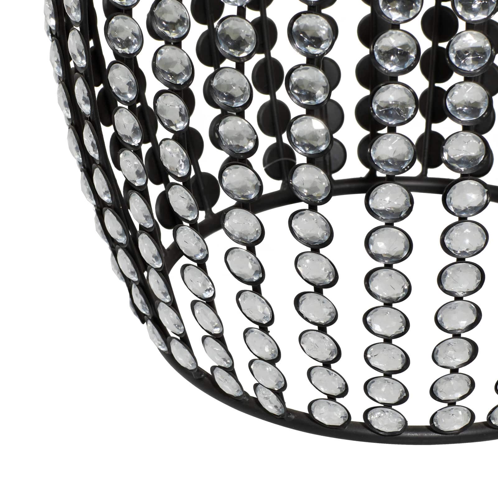 Black Iron and Wood Glam Accent Table, 19" x 16" x 16"