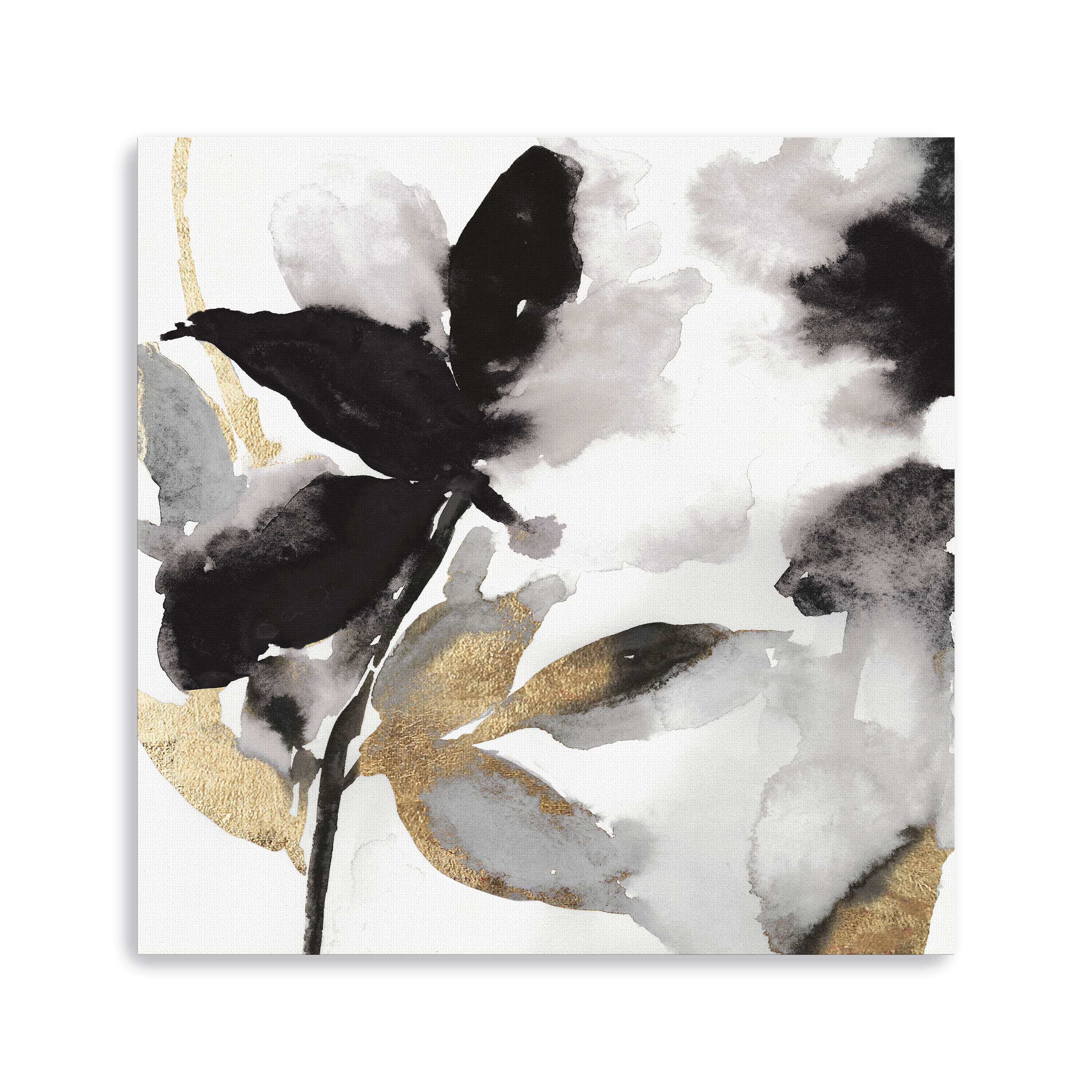 Lumaprints Black Petals Gold Leaves I Giclée Canvas