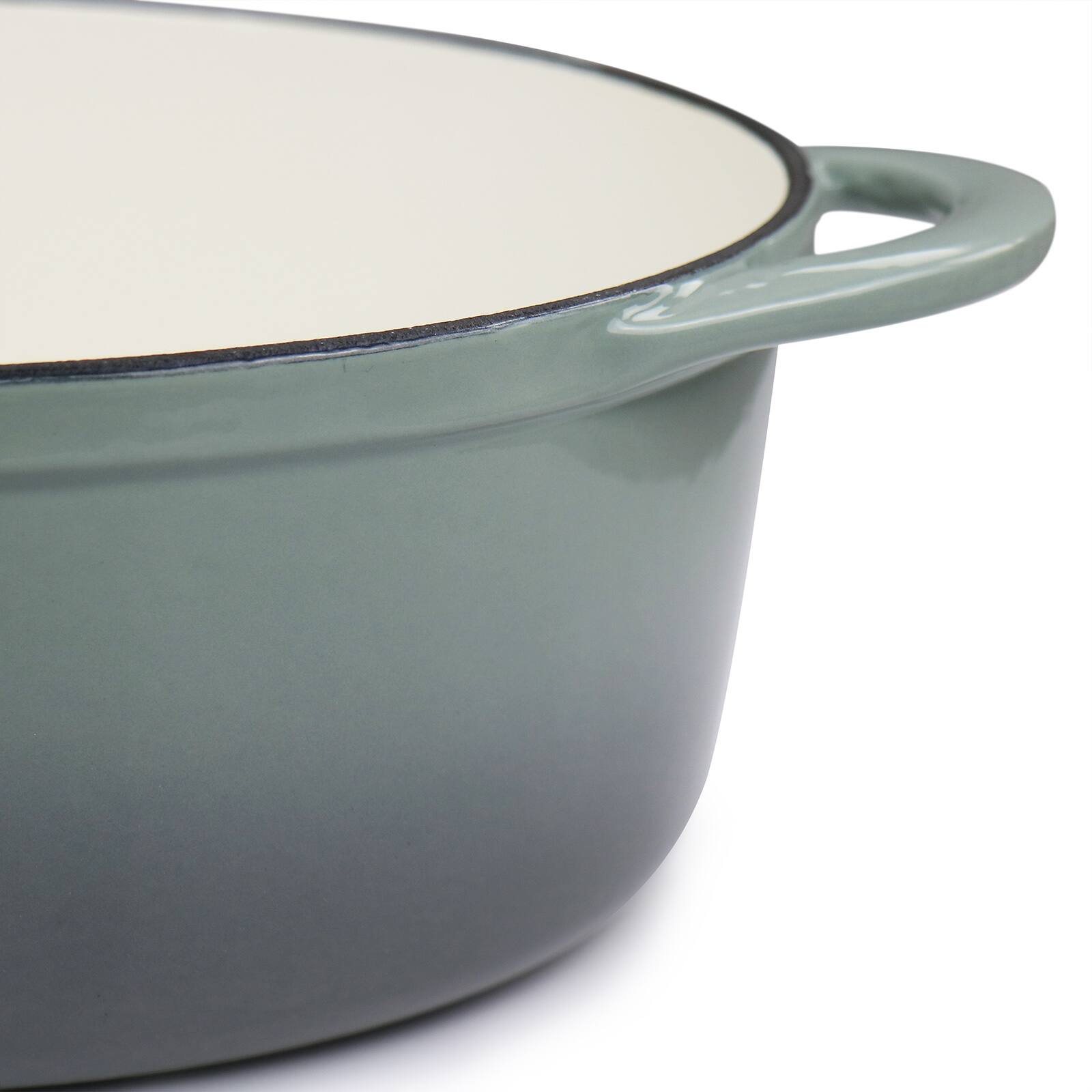 MegaChef 7 qt. Oval Enameled Cast Iron Casserole in Gray