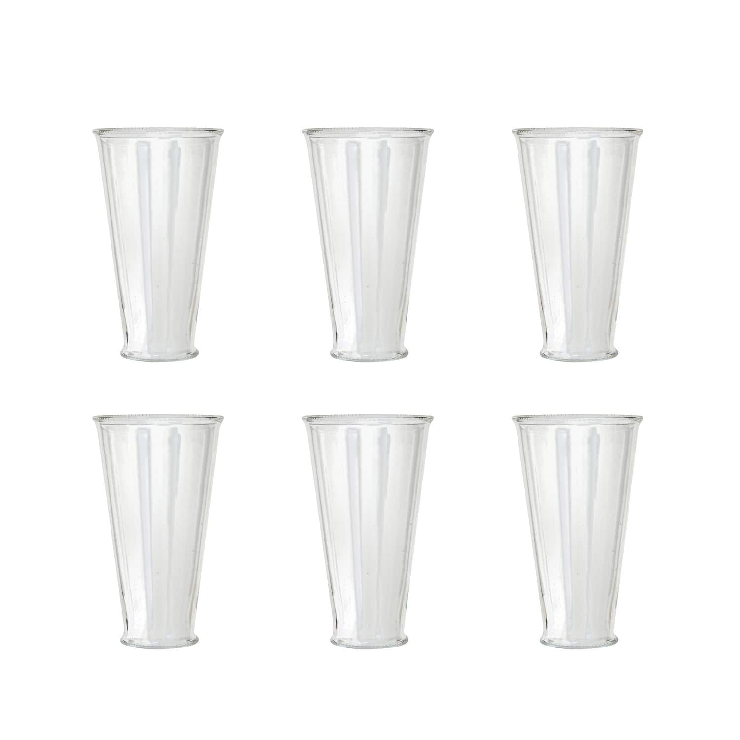 Hello Honey® 6" Clear Round Glass Drinking Glasses with Debossed Rim & Base, 6ct.