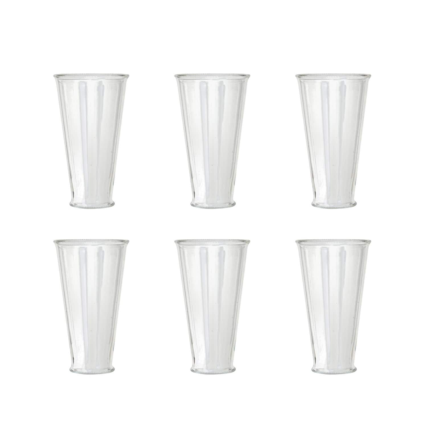 6&#x22; Clear Round Glass Drinking Glasses with Debossed Rim &#x26; Base, 6ct.