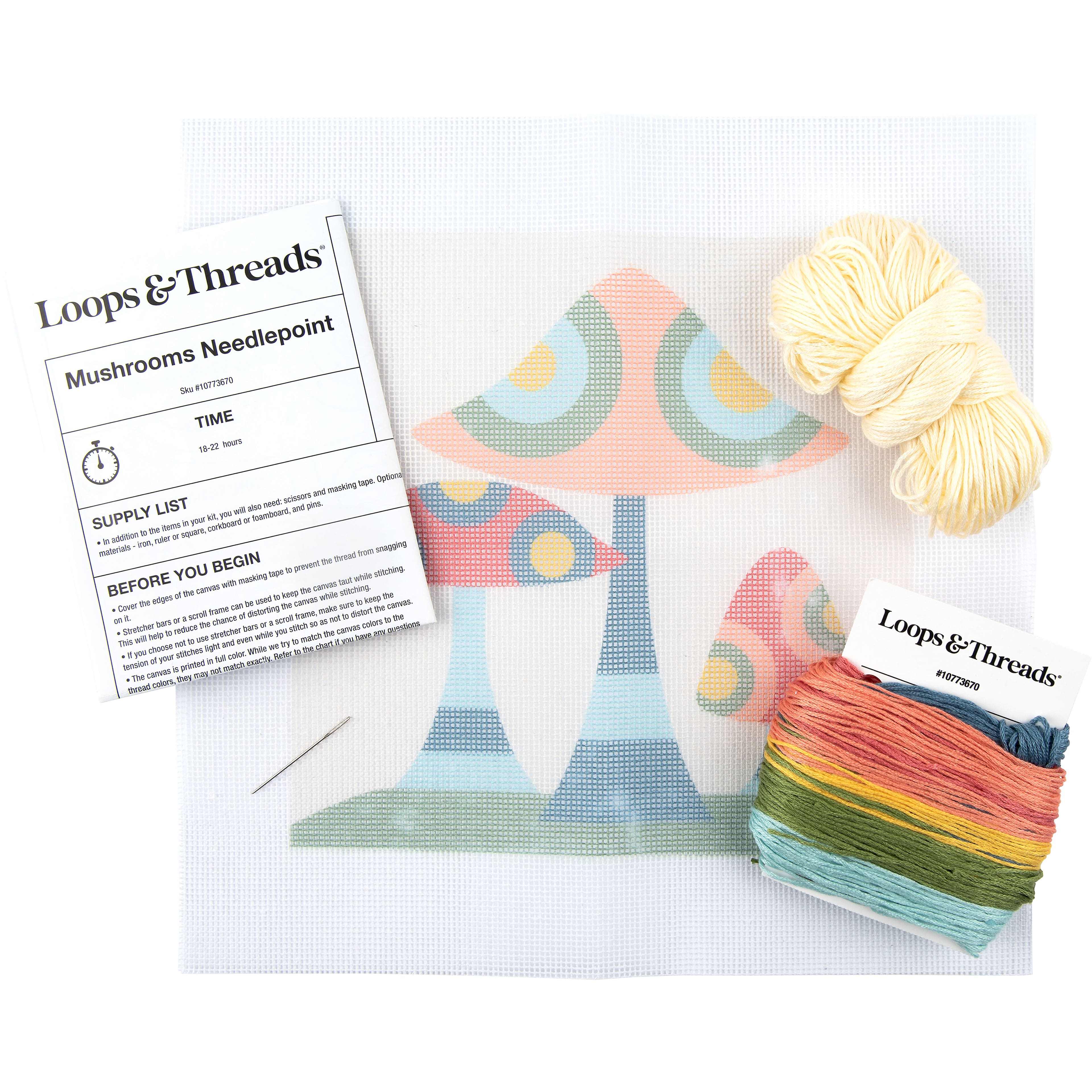8" x 8" Retro Mushrooms Needlepoint Kit by Loops & Threads®