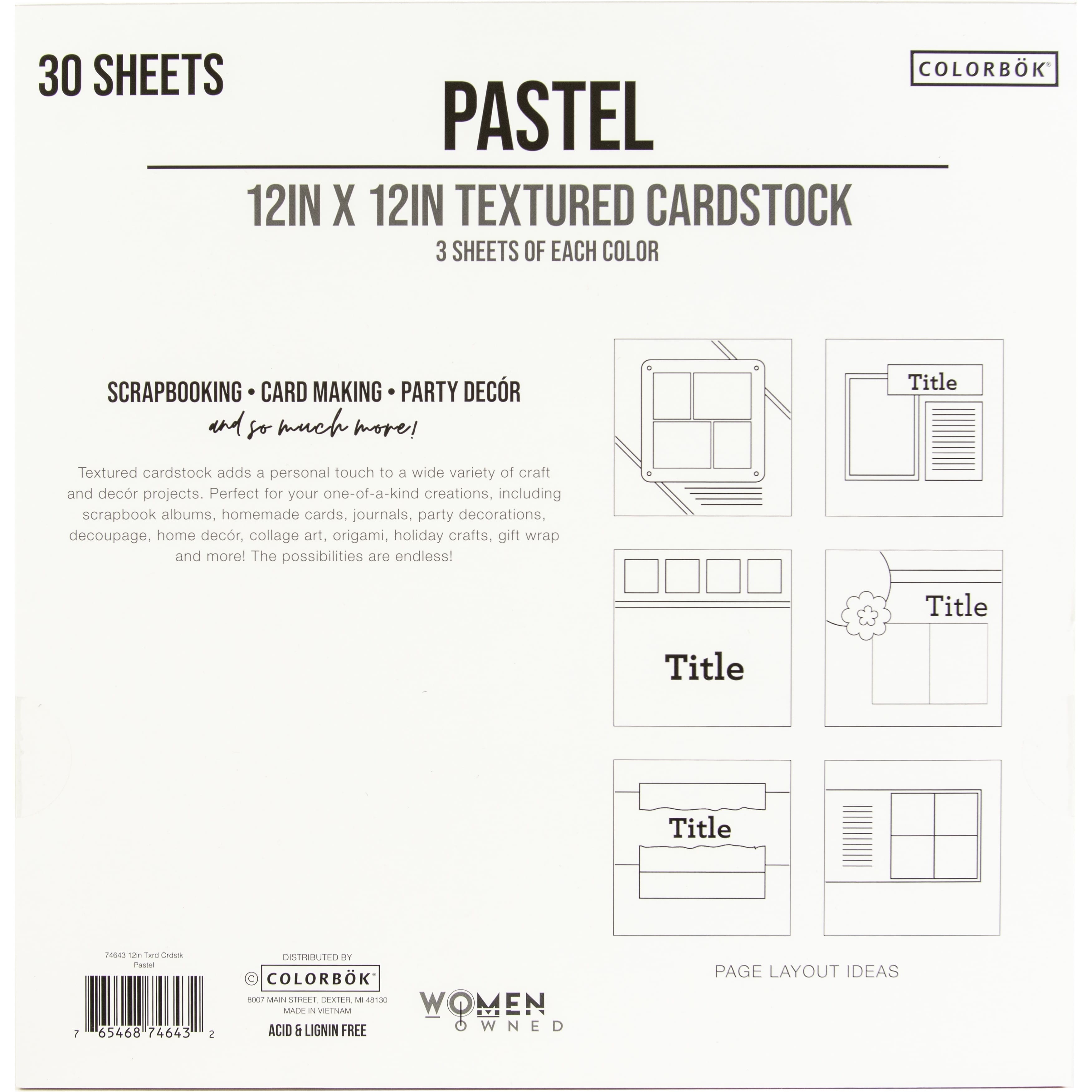 Colorbok&#xAE; Pastel Textured Cardstock Pad, 12&#x22; x 12&#x22;