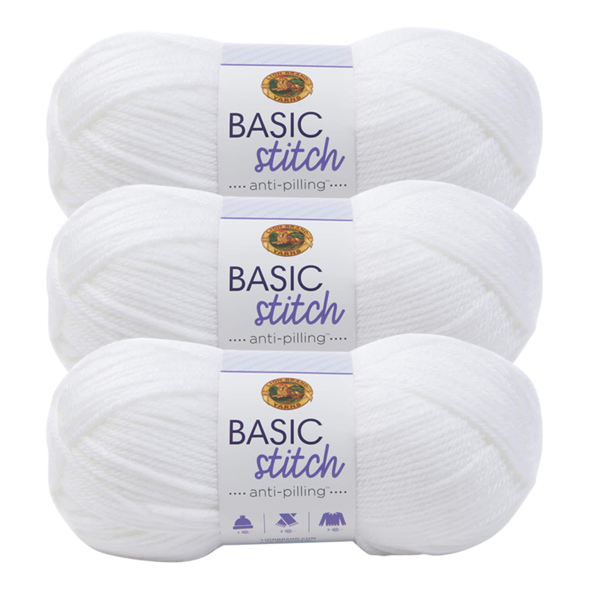 Lion Brand Yarn Basic Stitch Anti-Pilling Yarn, Gold Heather, 3.5 oz 4  Skeins