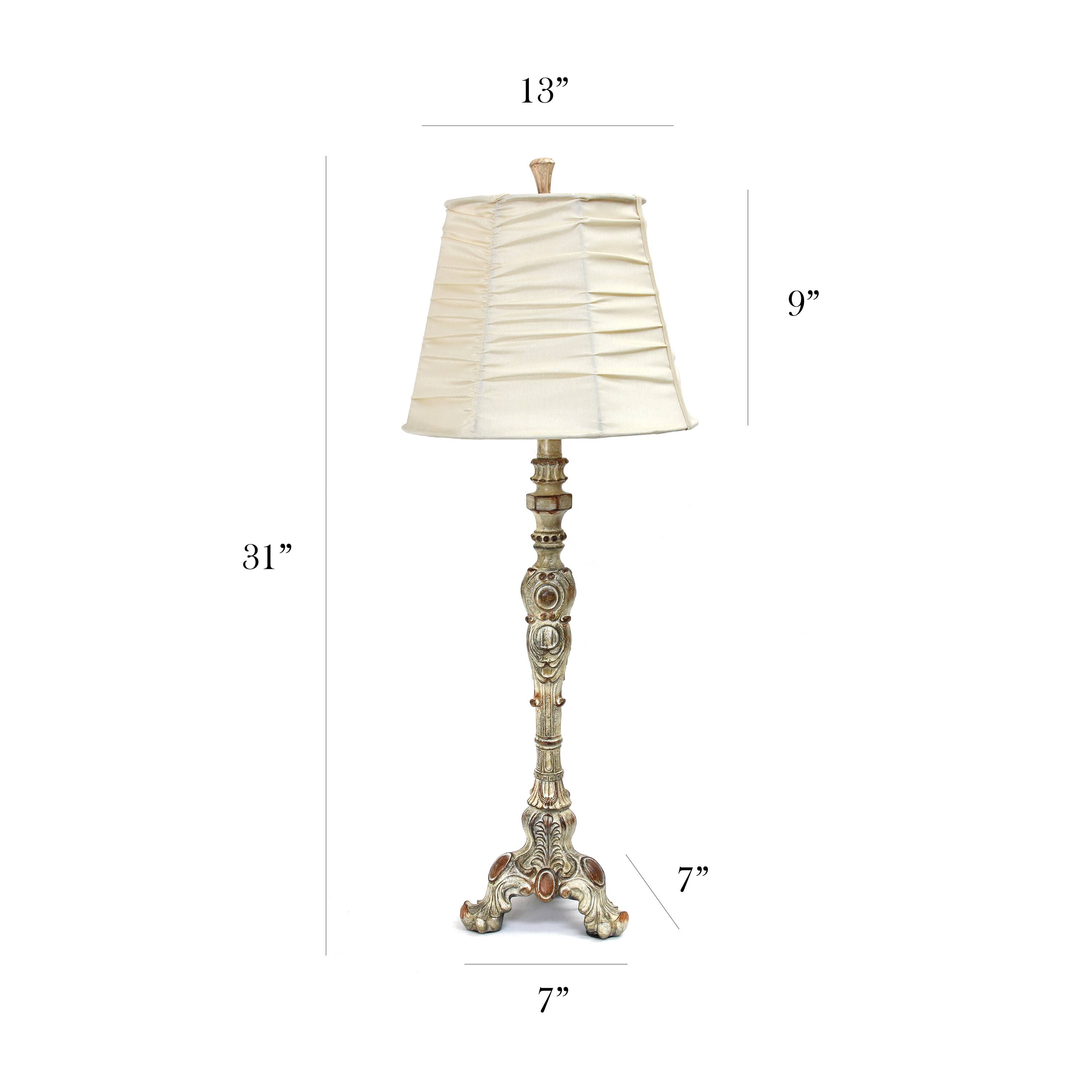 Elegant Designs Antique Style Buffet Table Lamp with Cream Ruched Shade
