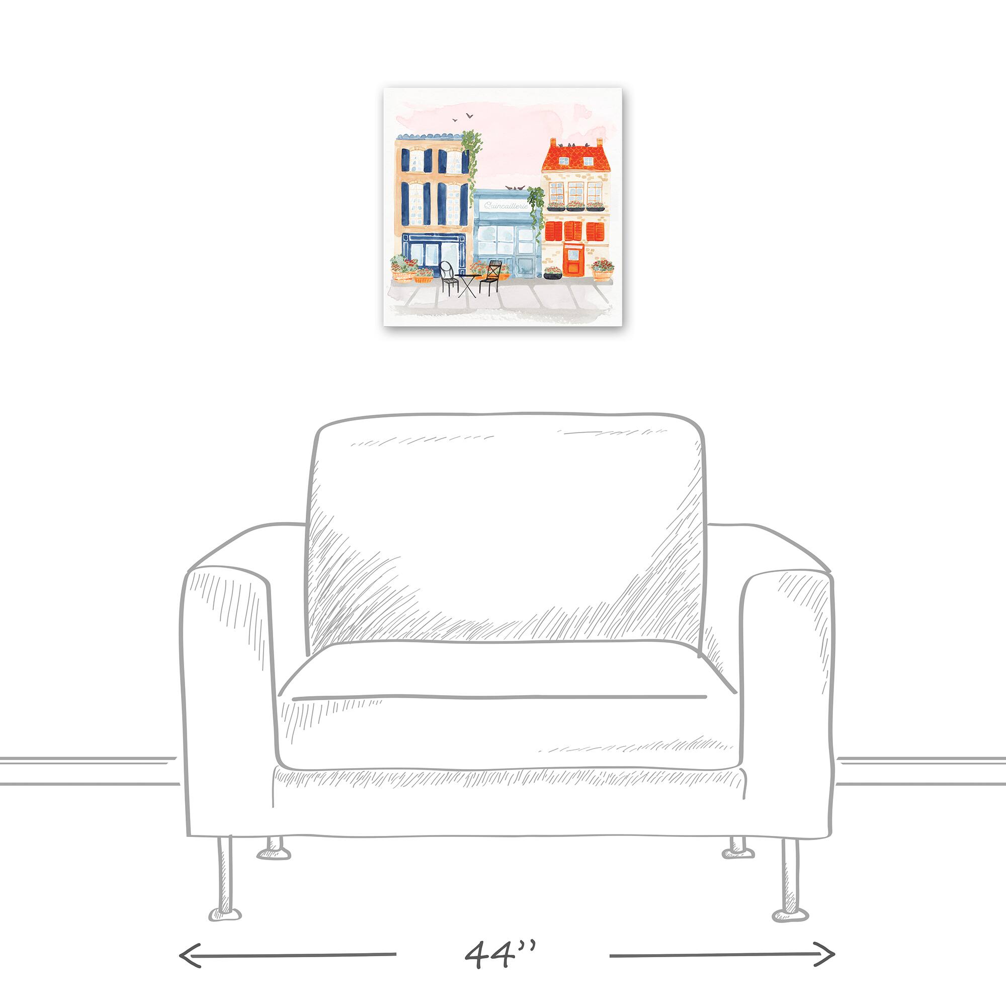 Watercolor French Shops Canvas Wall Art