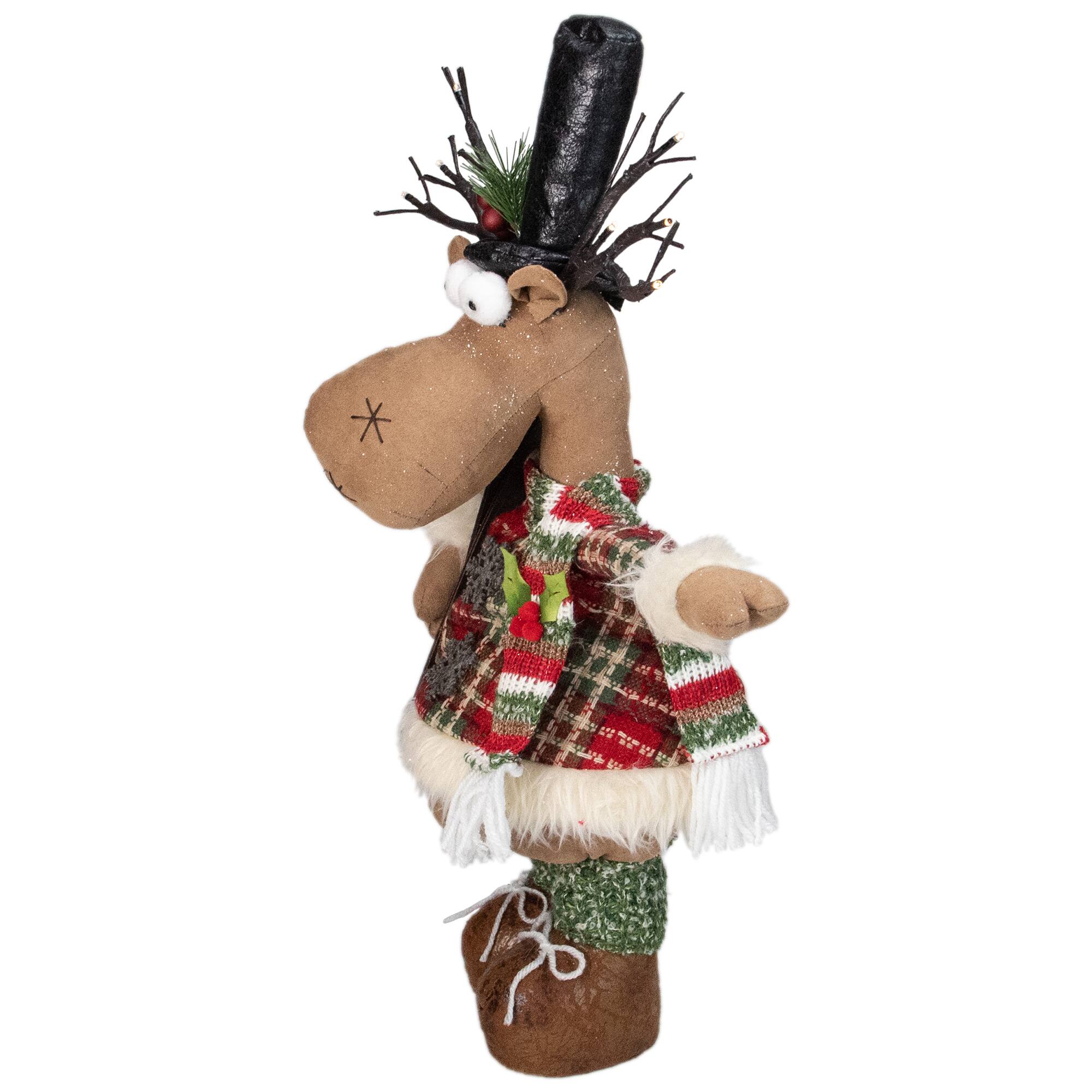 20" Standing Christmas Moose Figure with LED Antlers Tabletop Décor