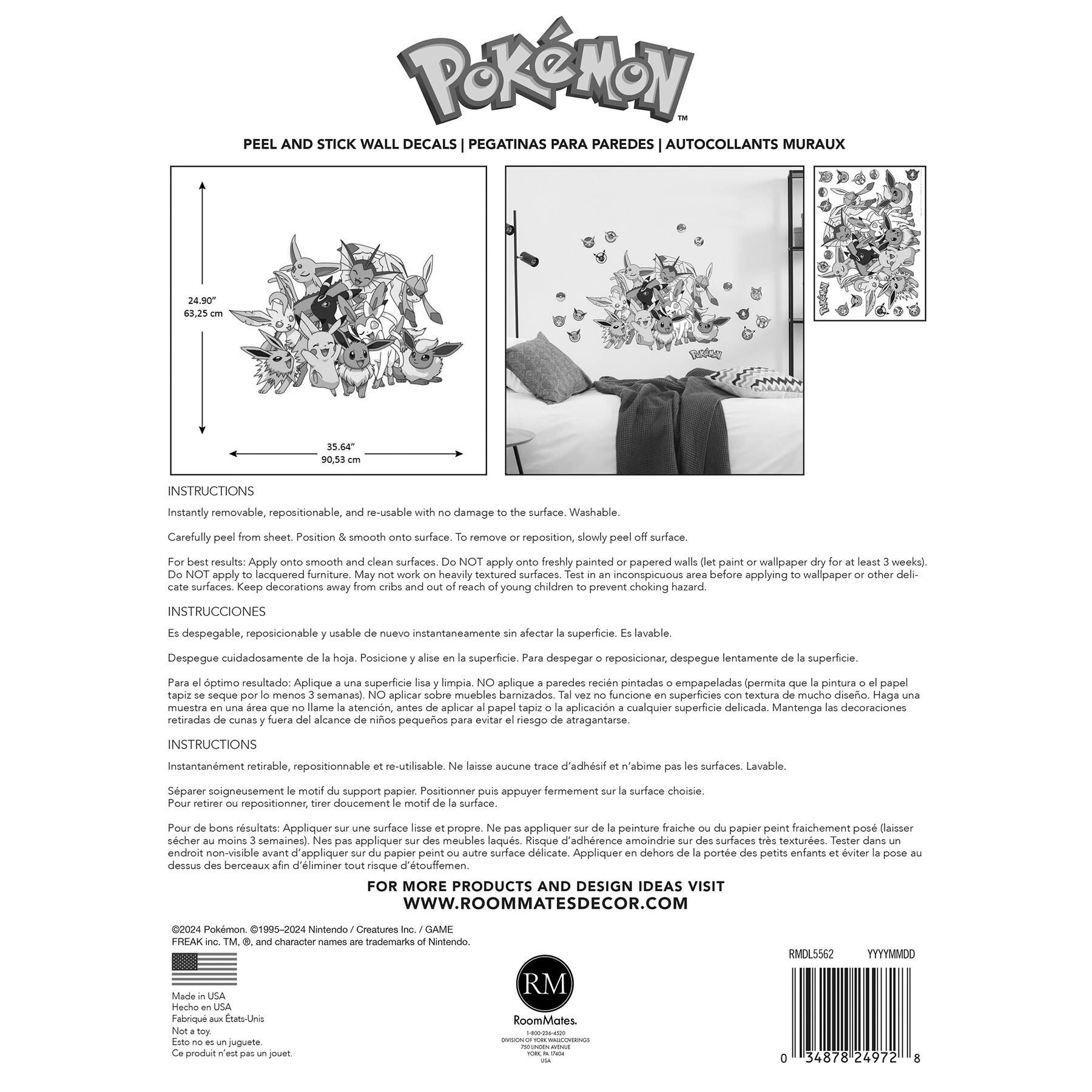 RoomMates Pok&#xE9;mon Eevee Evolutions Multicolor Wall Decals