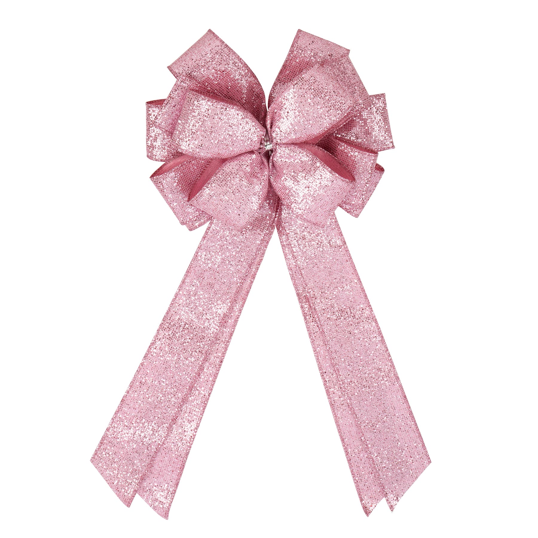 20.5&#x22; Pink Glitter Tree Topper Bow by Celebrate It&#x2122;