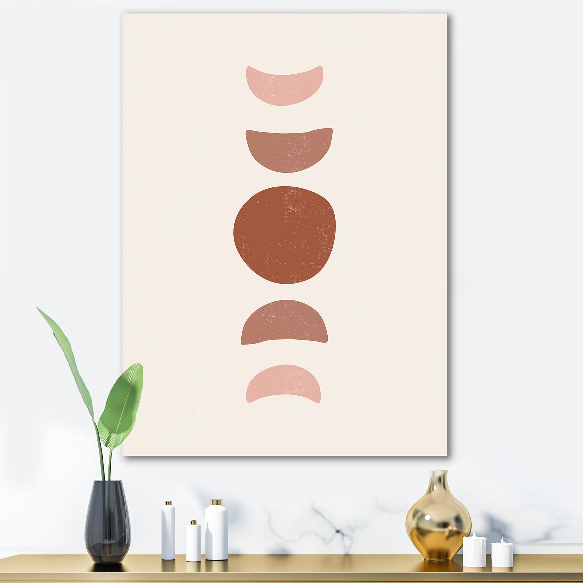 Designart - Minimal Moon Phases - Modern Canvas Wall Art Print