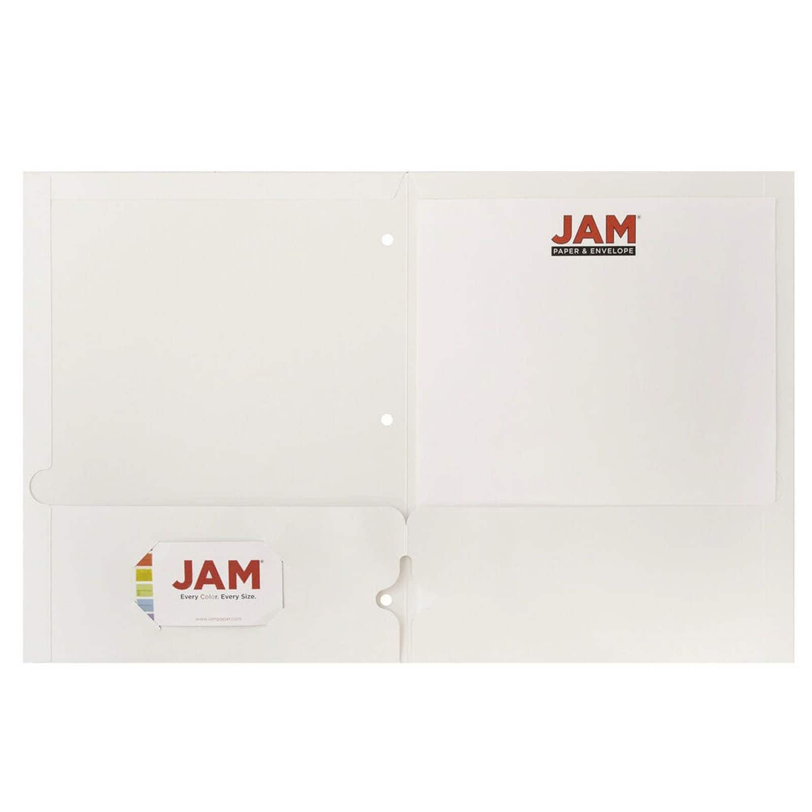 JAM Paper 9.5" x 11.5" Glossy 3-Hole Punch Folders, 12ct.