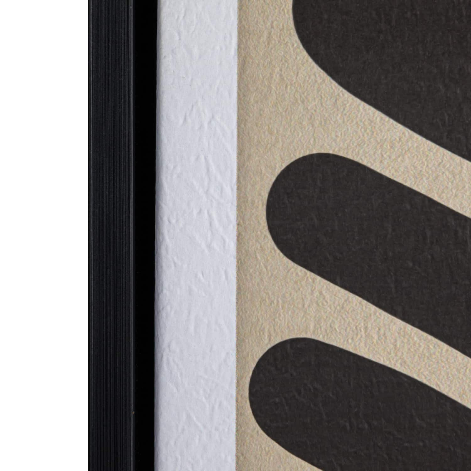 36.5&#x22; Black &#x26; Cream Abstract Lines Framed Wall Decoration