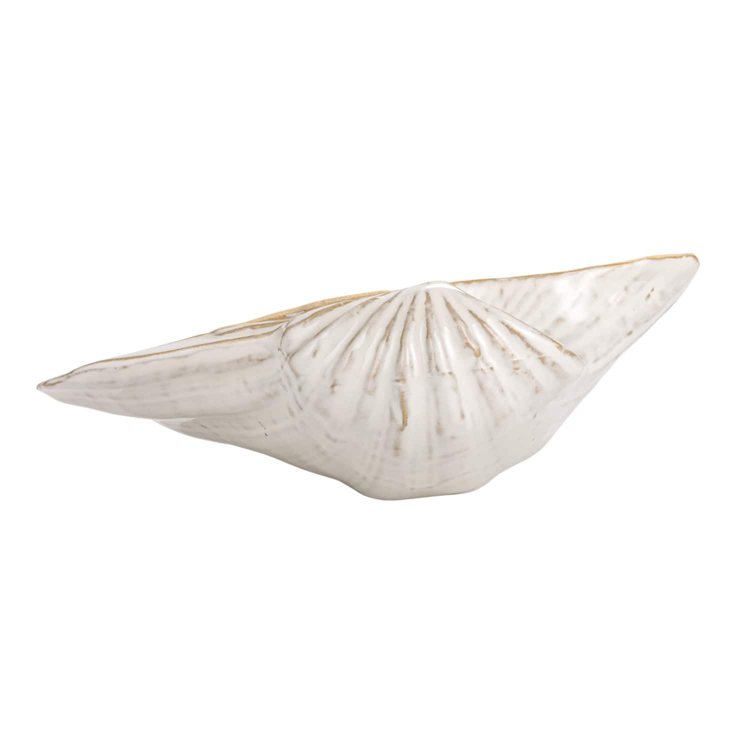 Hello Honey® 8" White Reactive Crackle Glaze Stoneware Shell Plates, 4ct.