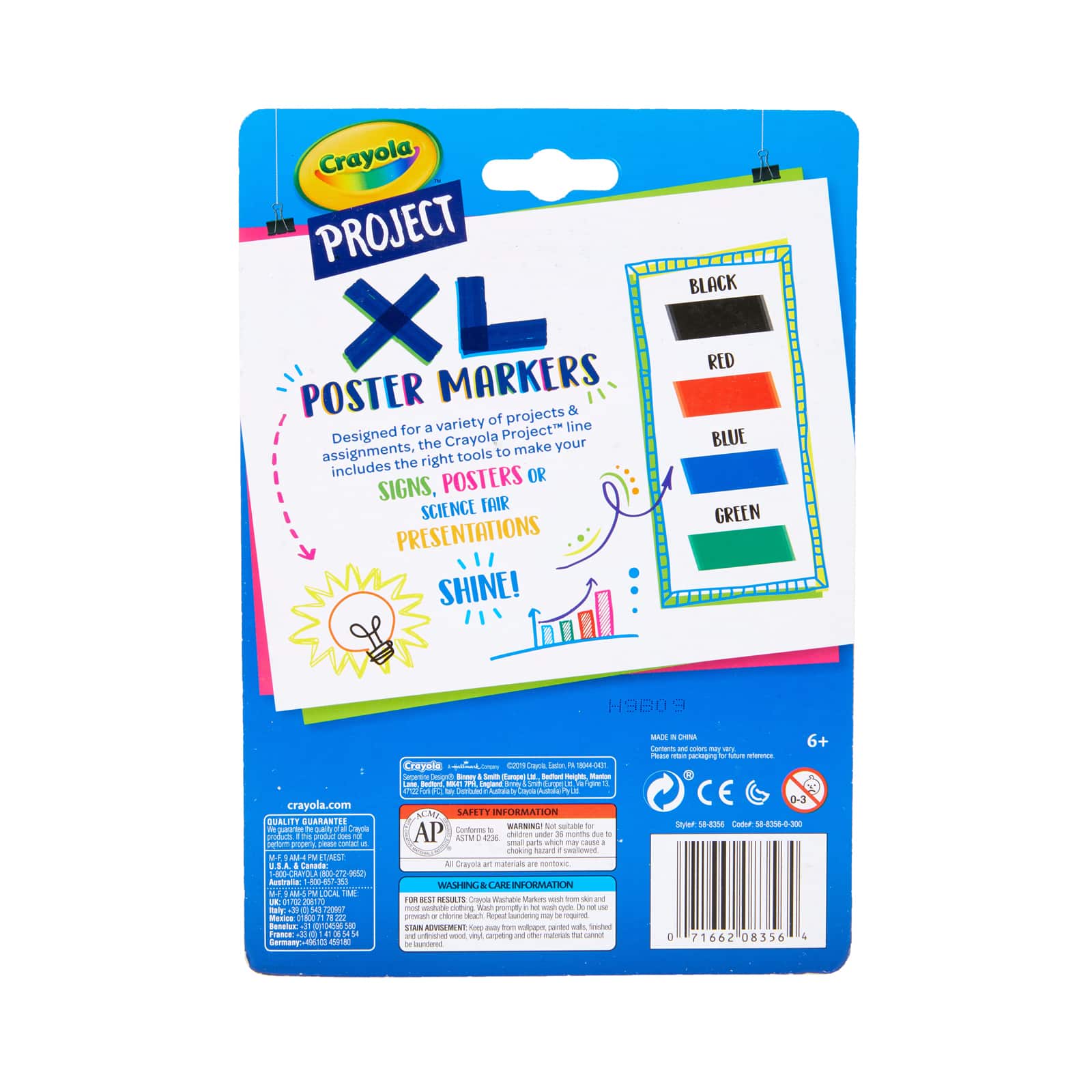 Crayola&#xAE; Project&#x2122; Classic Chisel Tip XL Poster Markers, 4ct.