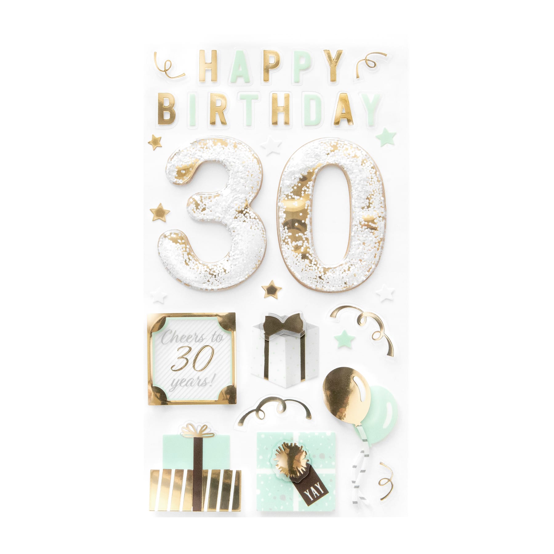 12 Pack: 30th Birthday Dimensional Stickers by Recollections&#x2122;