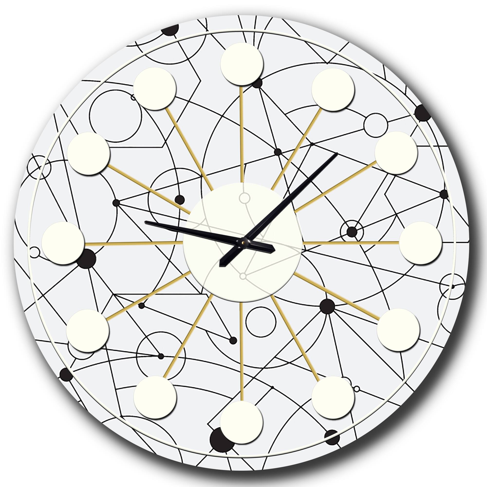 Designart &#x27;Retro Geometric Grid Iii Mid-Century Modern Wall Clock