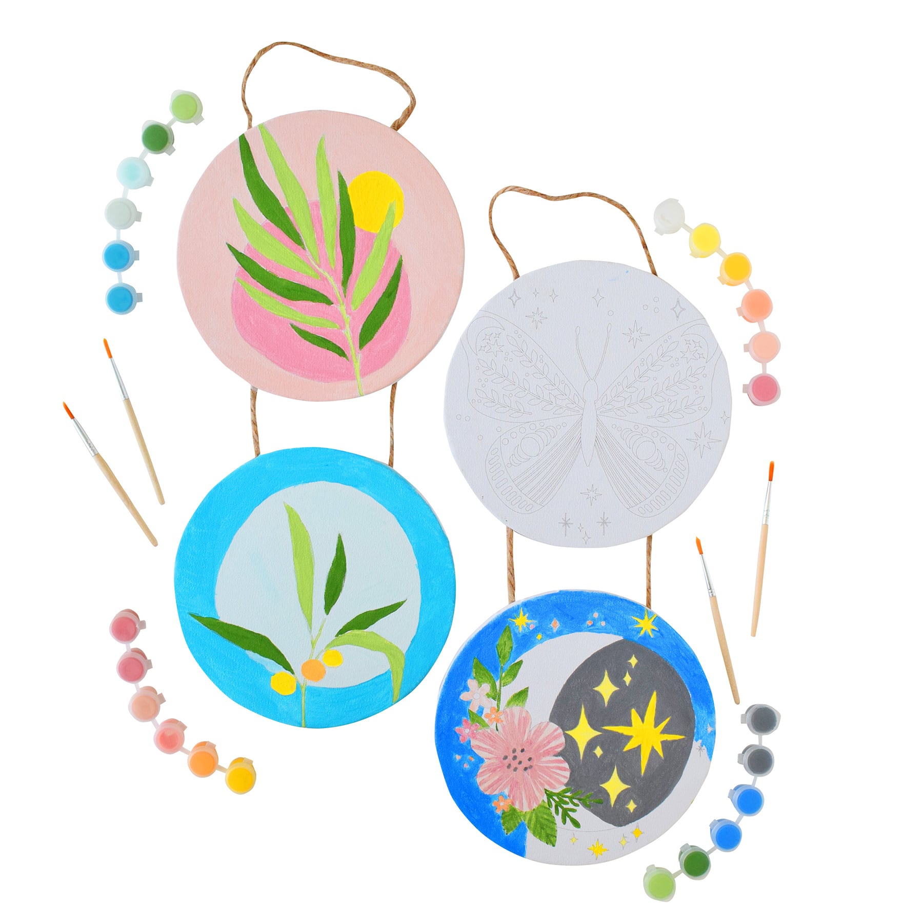 Art 101 Plants &#x26; Moth Paintable Canvas Wall Art Kits