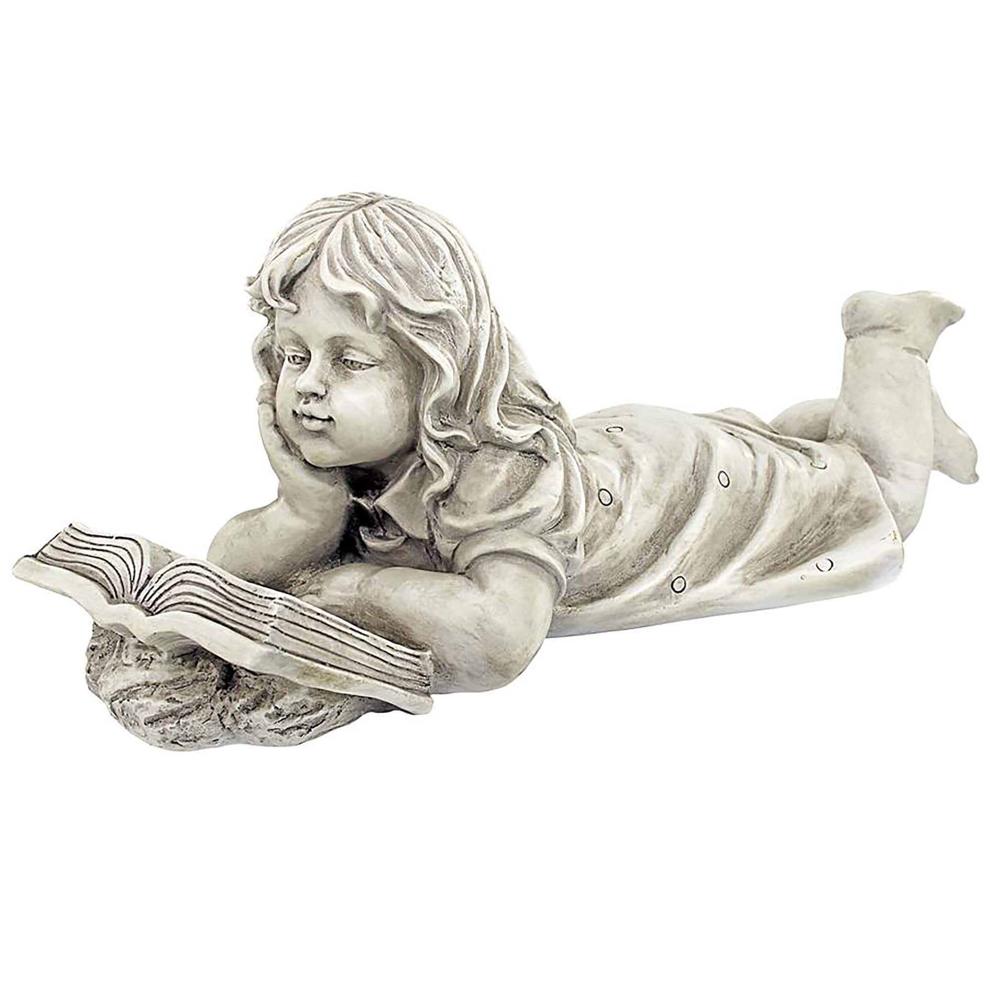 Design Toscano 8&#x22; Backyard Scholar Little Girl Reading Garden Statue