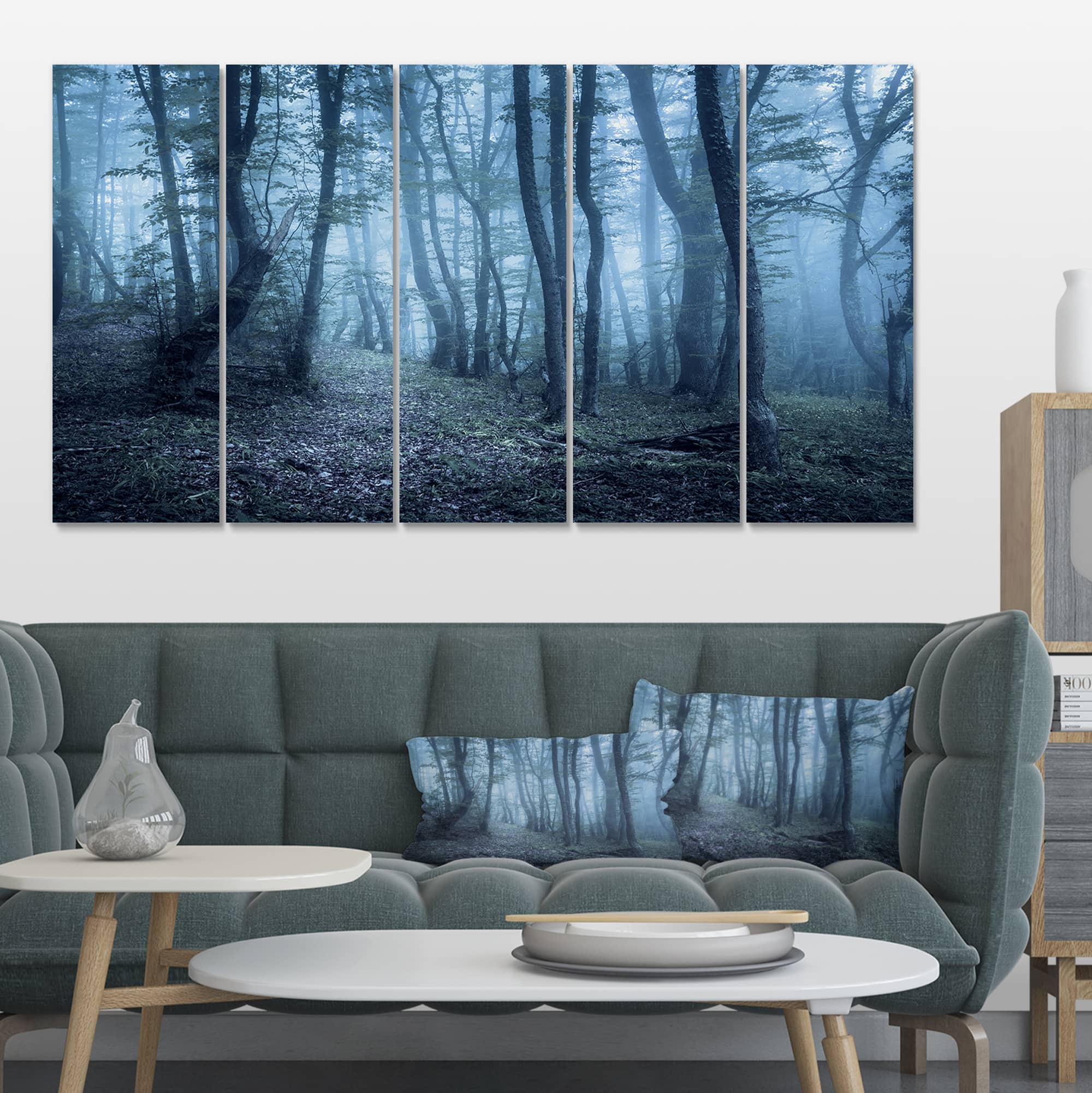 Designart - Spring Foggy Forest Trees - Landscape Photography Canvas Print