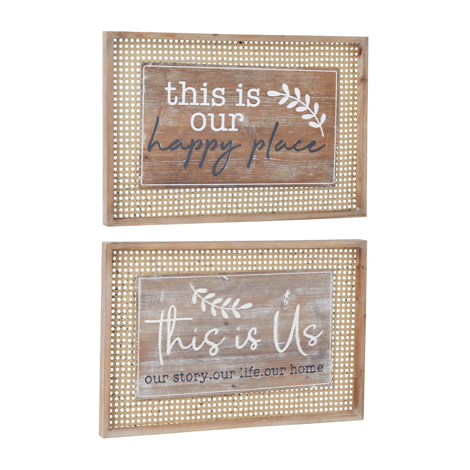 Set of 2 Brown Wood Farmhouse Wall Decor 24", 16"