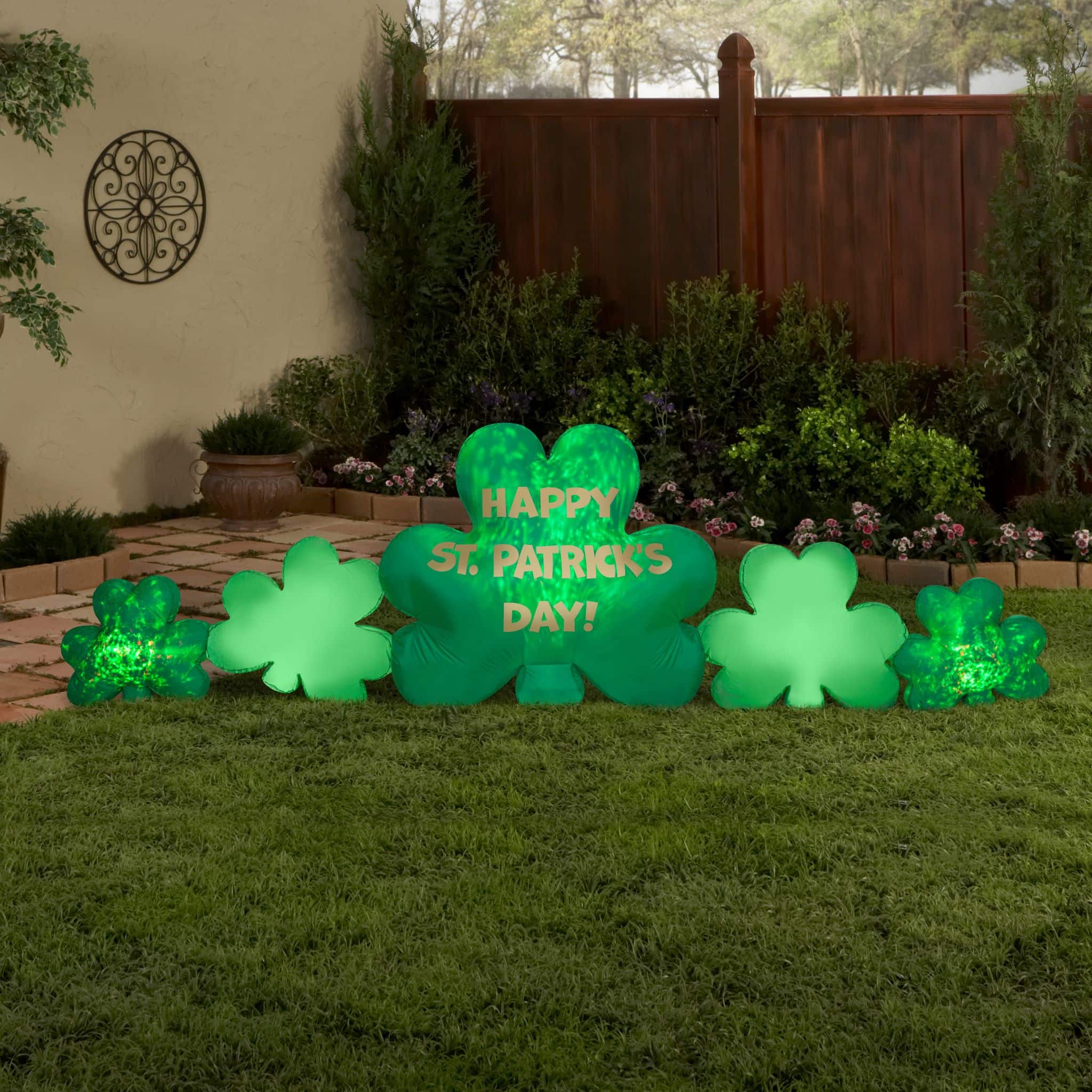 10ft. Airblown&#xAE; Inflatable Projection Kaleidoscope St. Patrick&#x27;s Day Cluster of Clovers Collection Scene