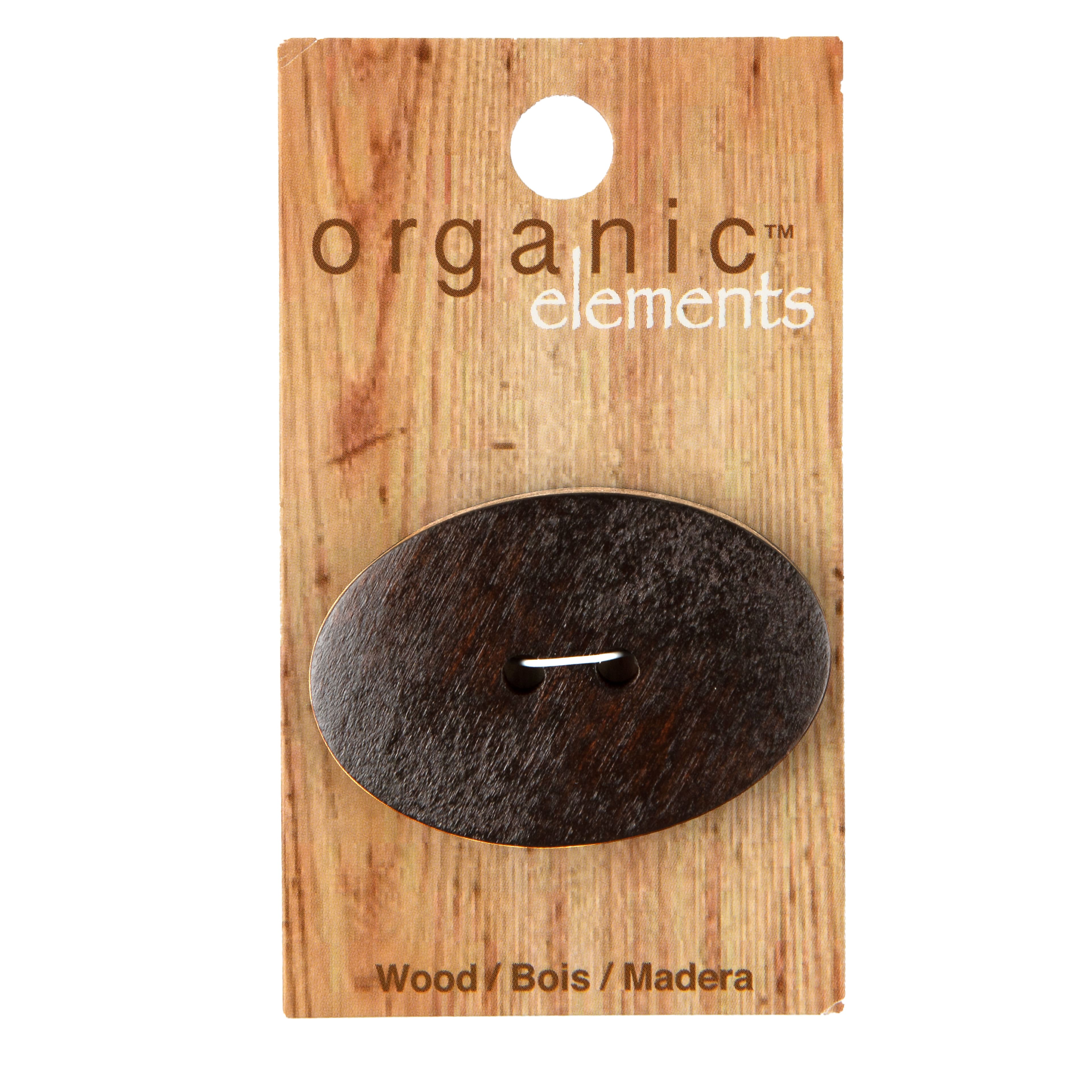 Organic Elements 1 3/4&#x22; Brown Oval Wood Button