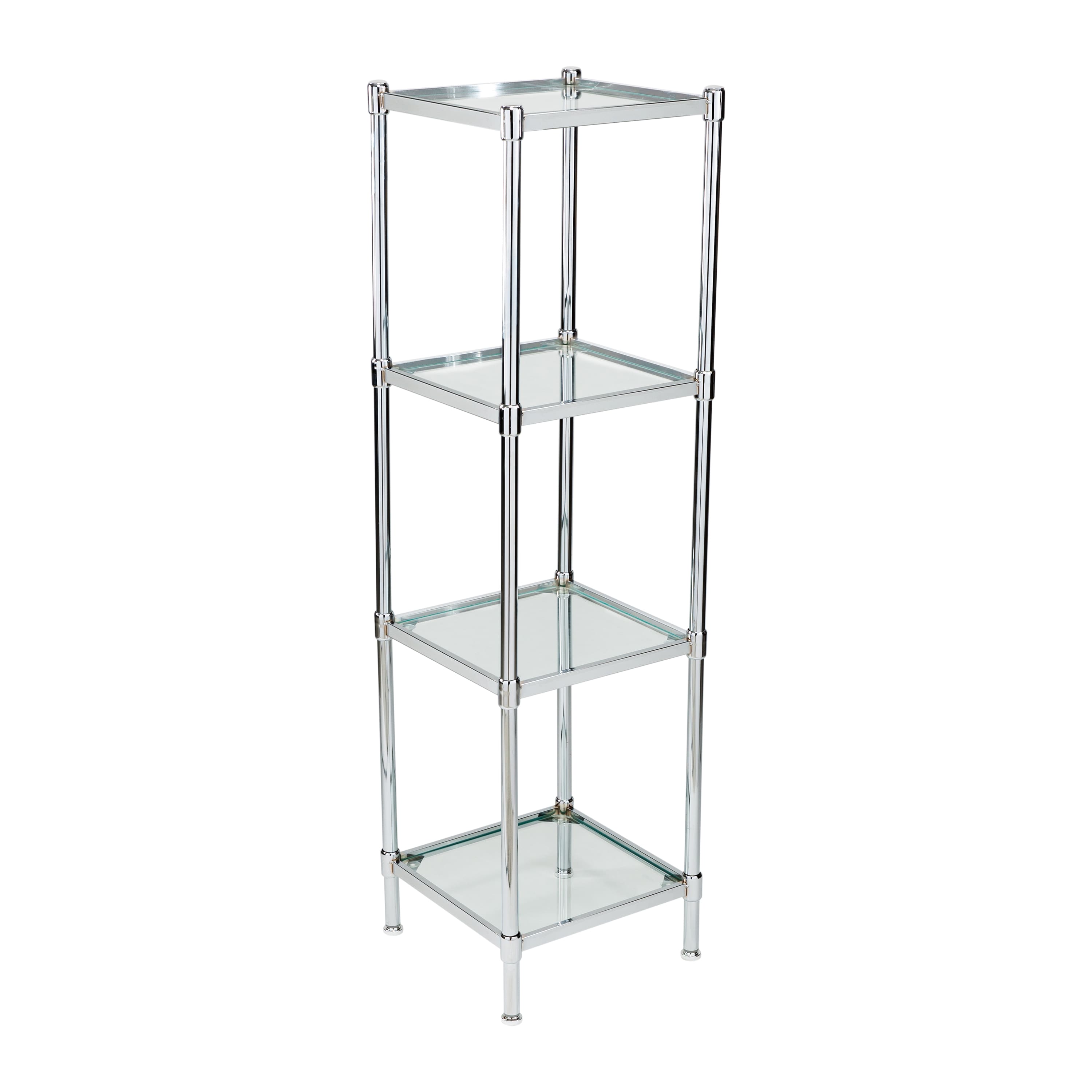 Organize It All Free Standing 4-Tier Glass Shelf Tower