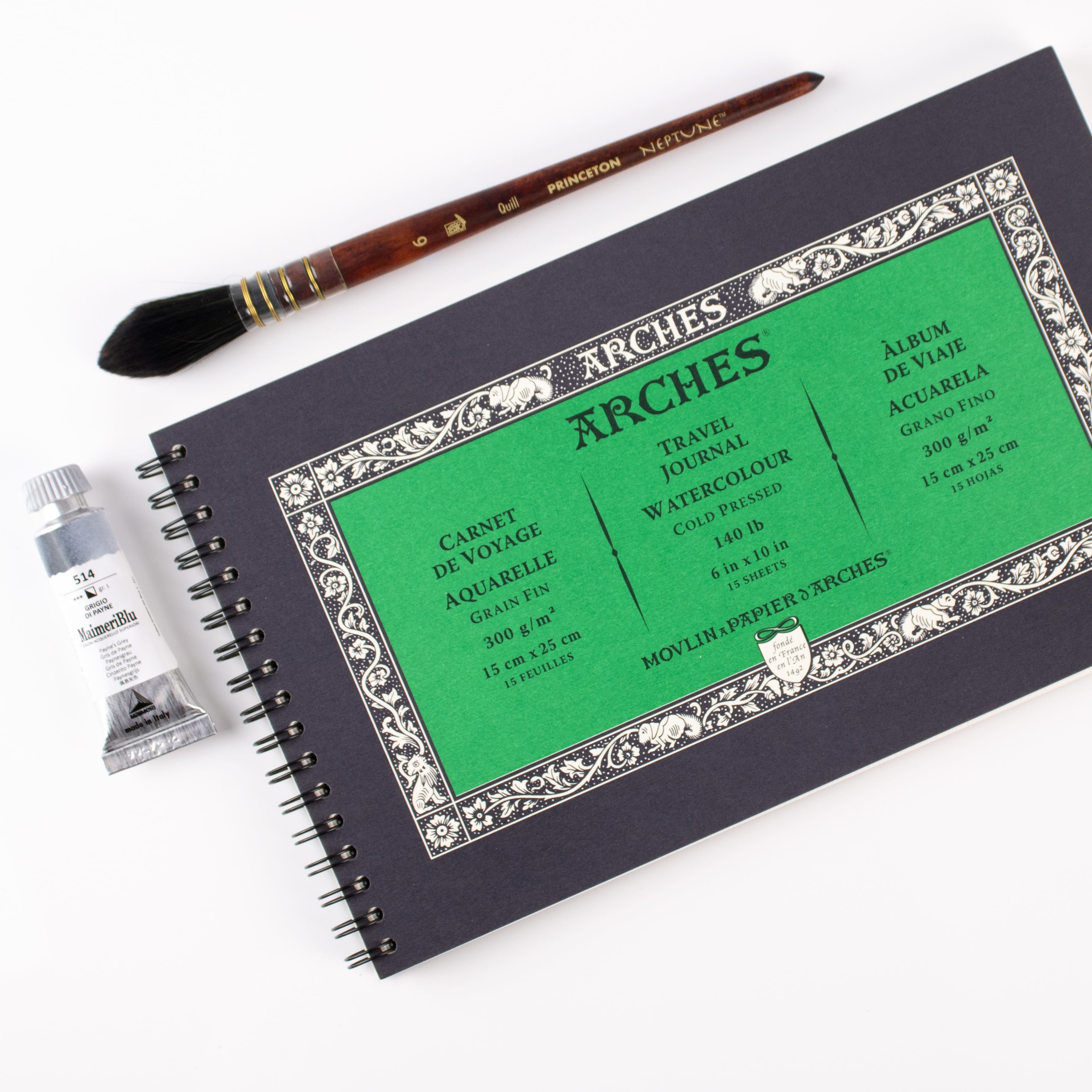 ARCHES&#xAE; Aquarelle 10&#x22; x 6&#x22; Cold Pressed Watercolor Travel Journal