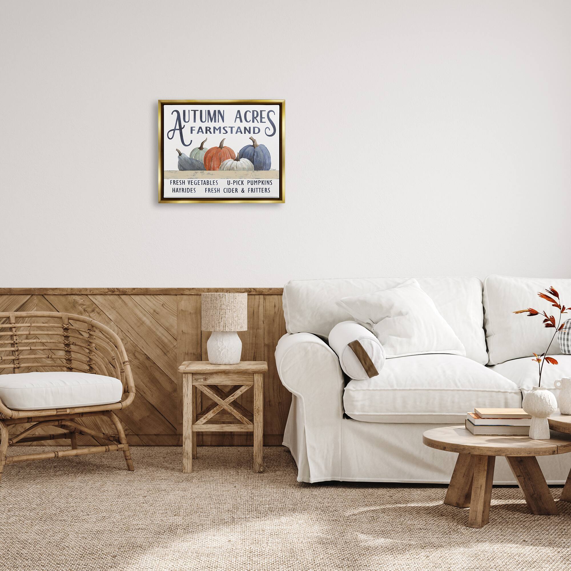 Stupell Industries Autumn Acres Farmstand Framed Floater Canvas Wall Art