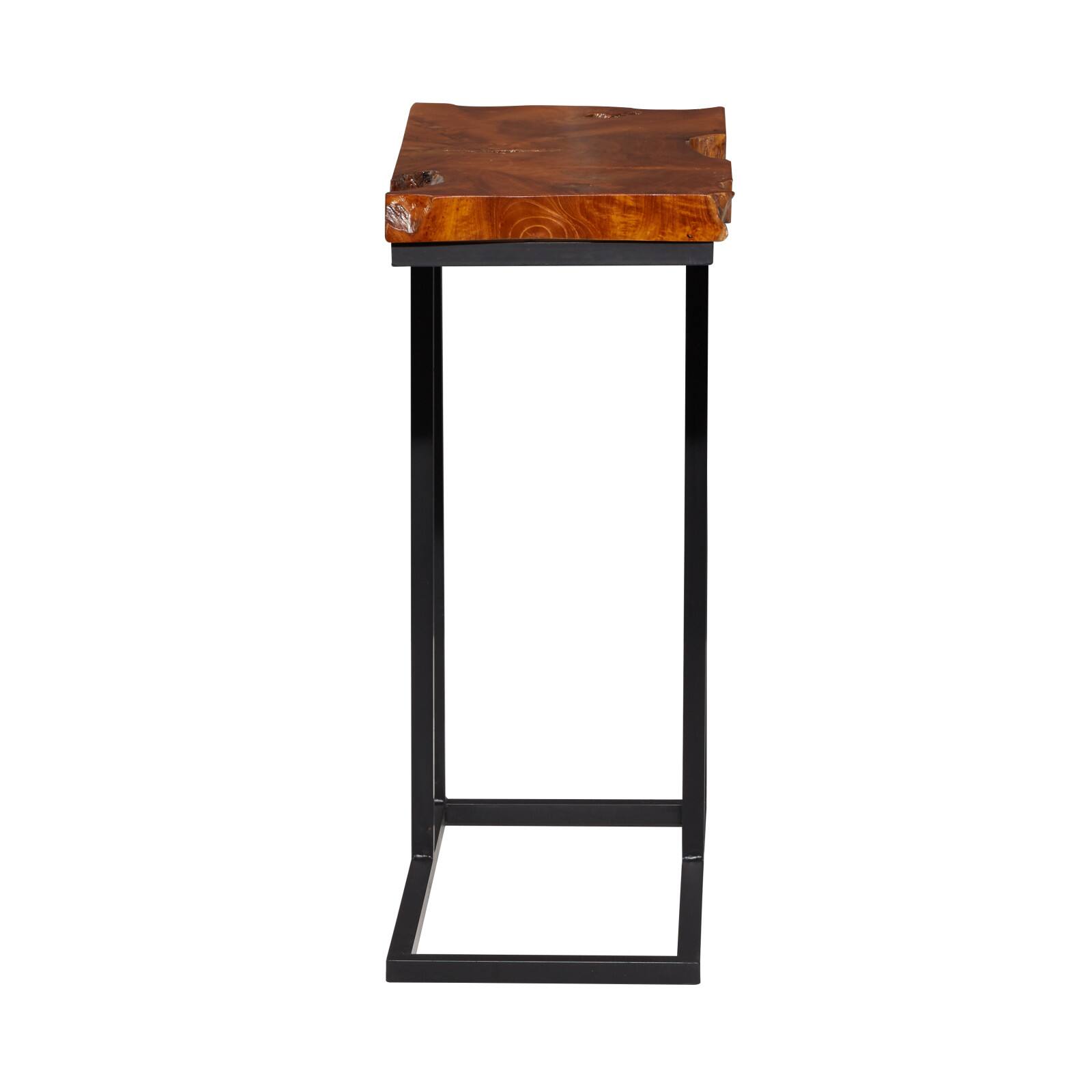 25" Brown Teak Wood Contemporary Accent Table