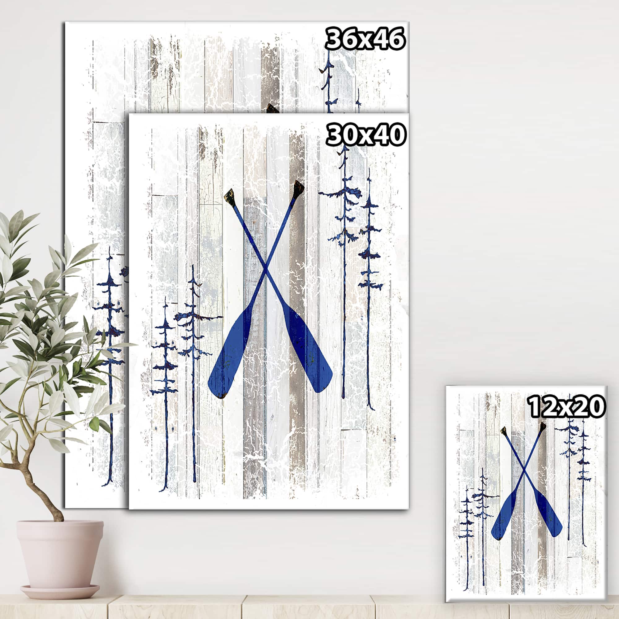 Designart - The Blue Moose - Oars - Cottage Canvas Wall Art