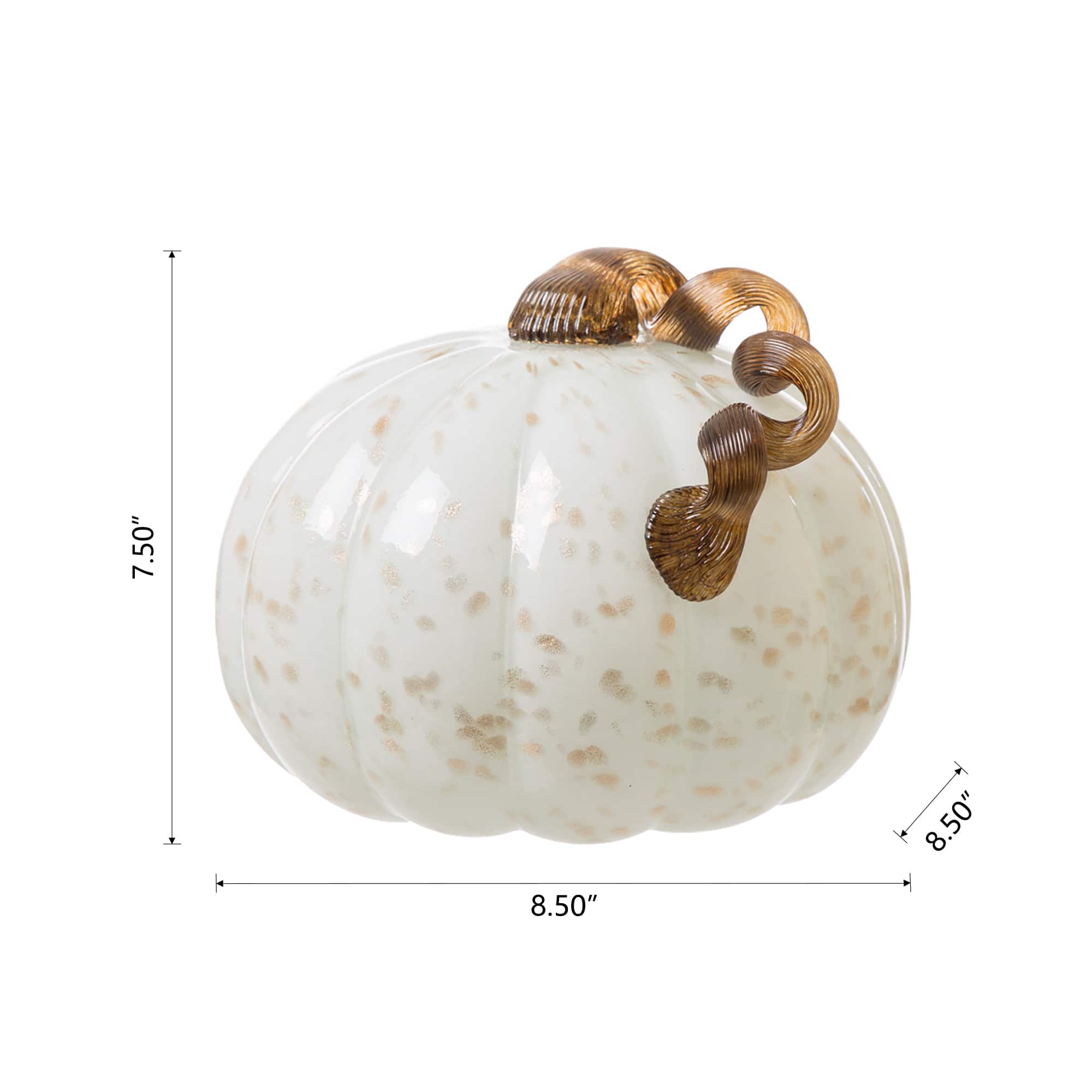 Glitzhome® Glass Pumpkin, Golden & White