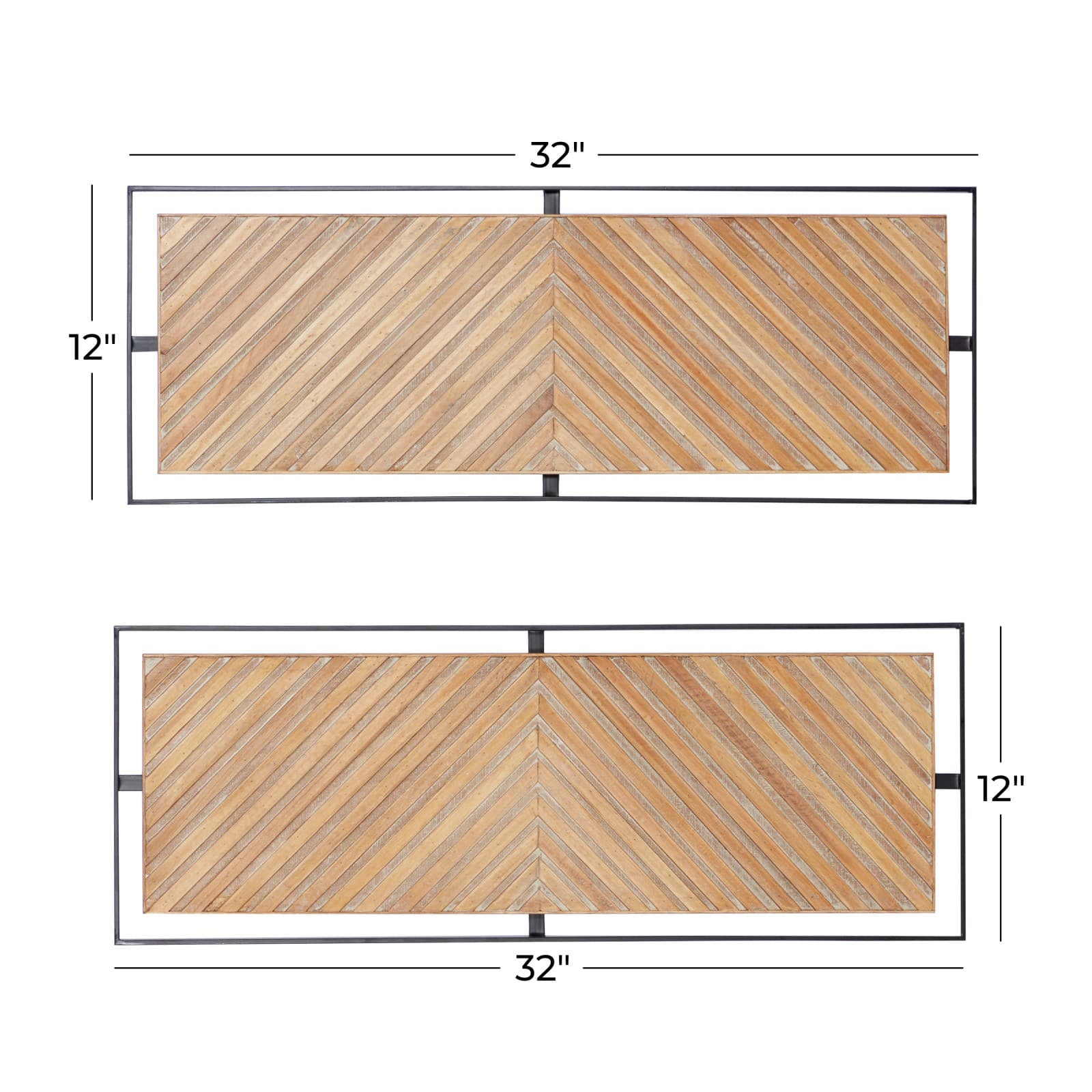 Set of 2 Brown Metal Farmhouse Wall Decor 32&#x22;, 12&#x22;
