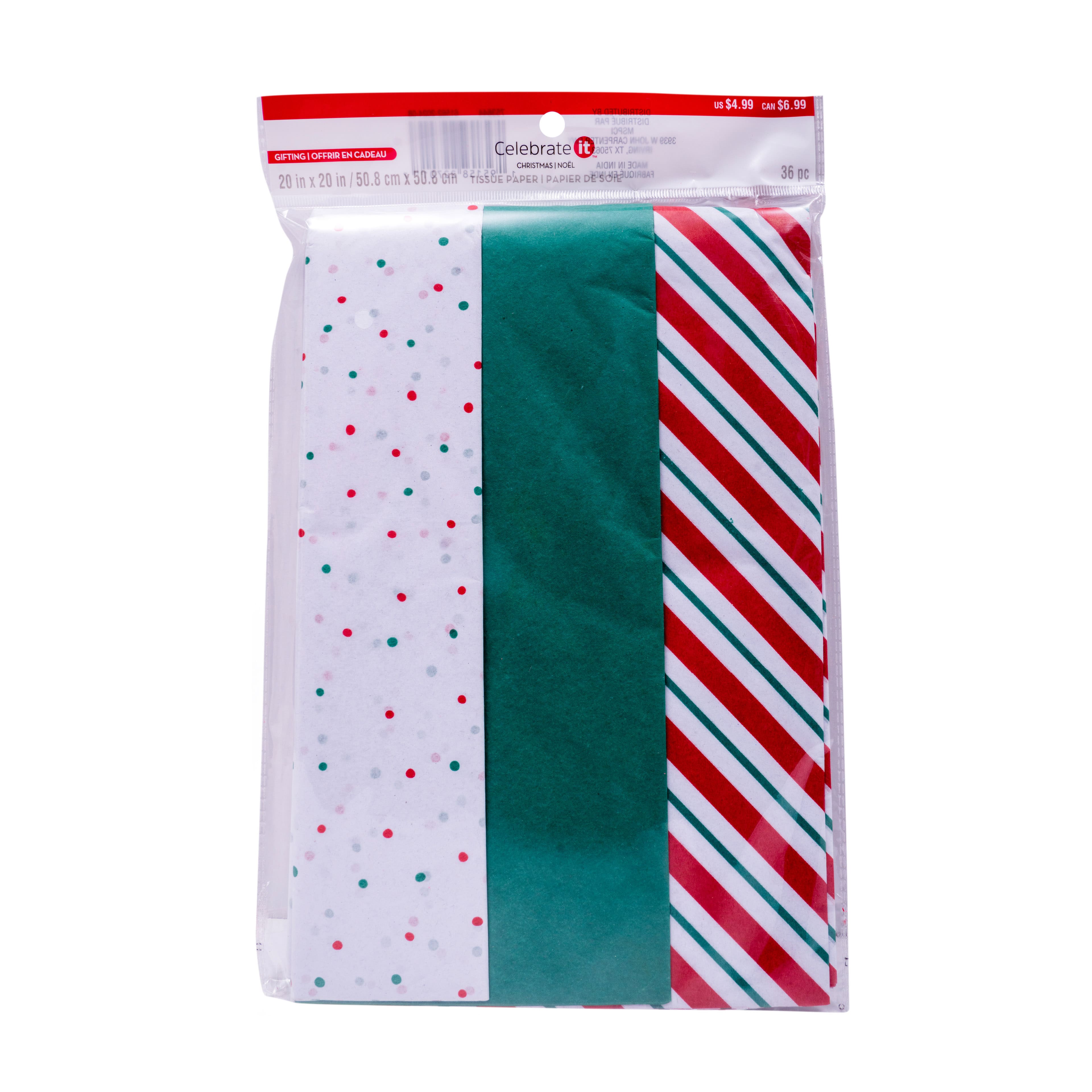 Green, Dots &#x26; Stripes Christmas Tissue Paper, 36ct. by Celebrate It&#x2122;