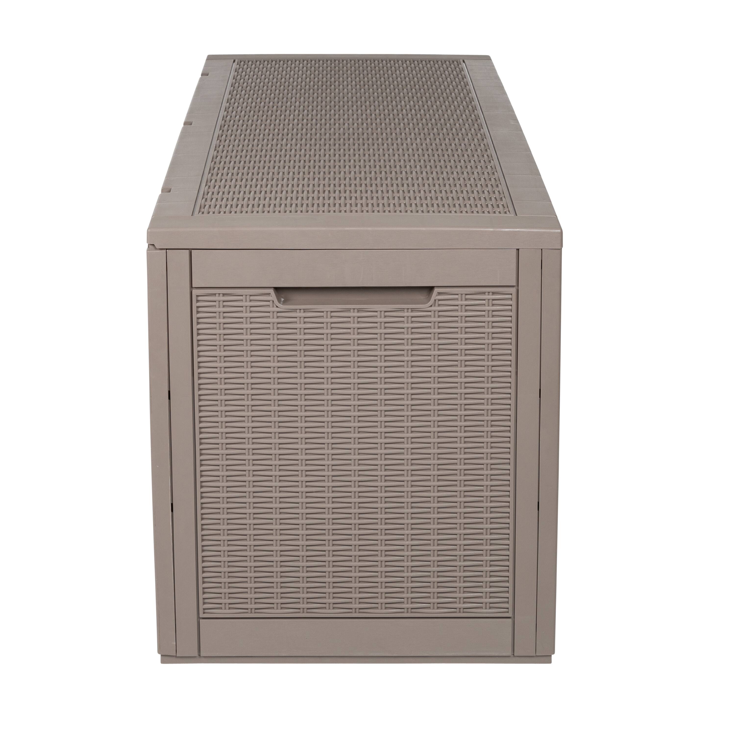 Honey Can Do 100gal Brown Wicker Resin Deck Box