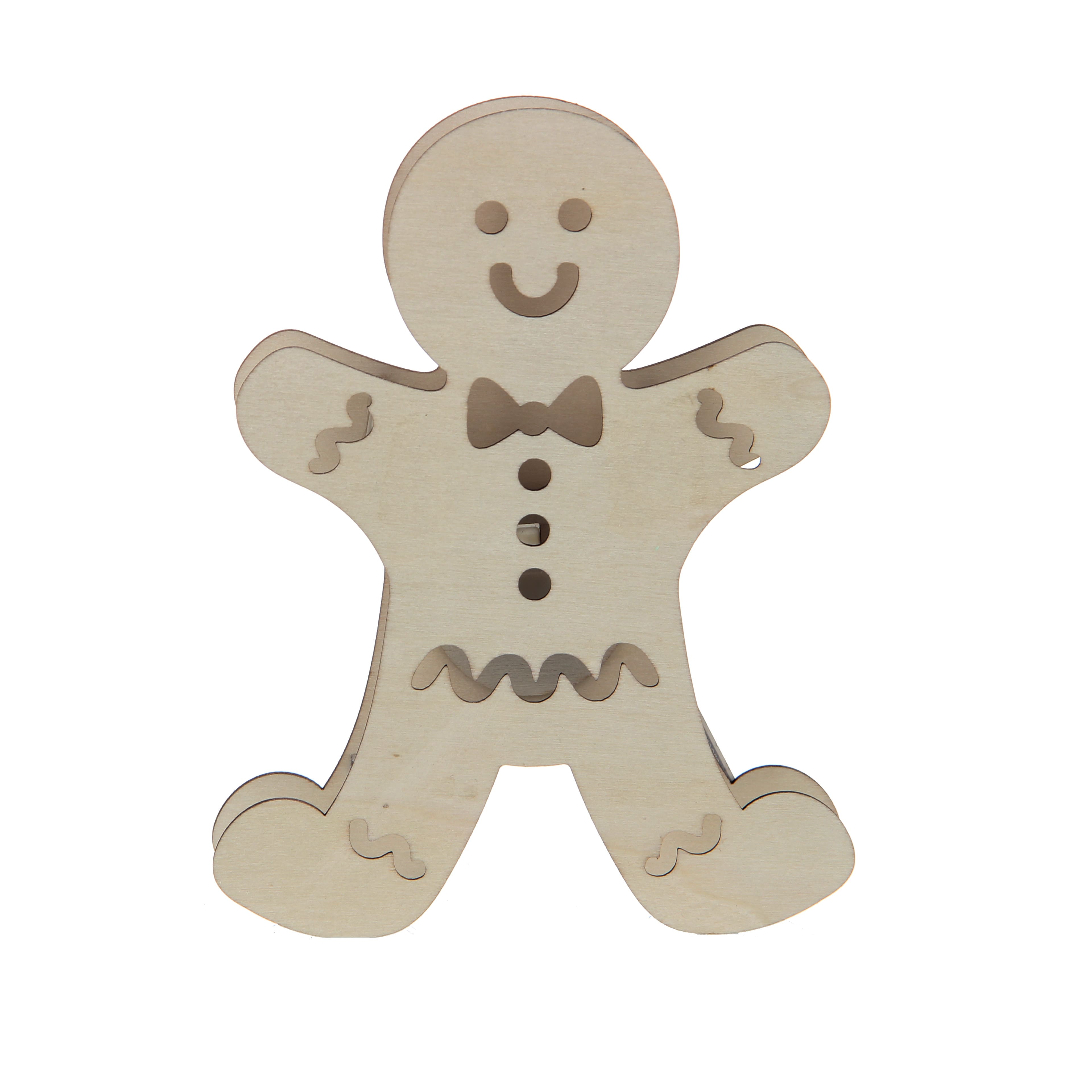 7&#x22; Unfinished Gingerbread Man DIY LED Wood D&#xE9;cor by Make Market&#xAE;
