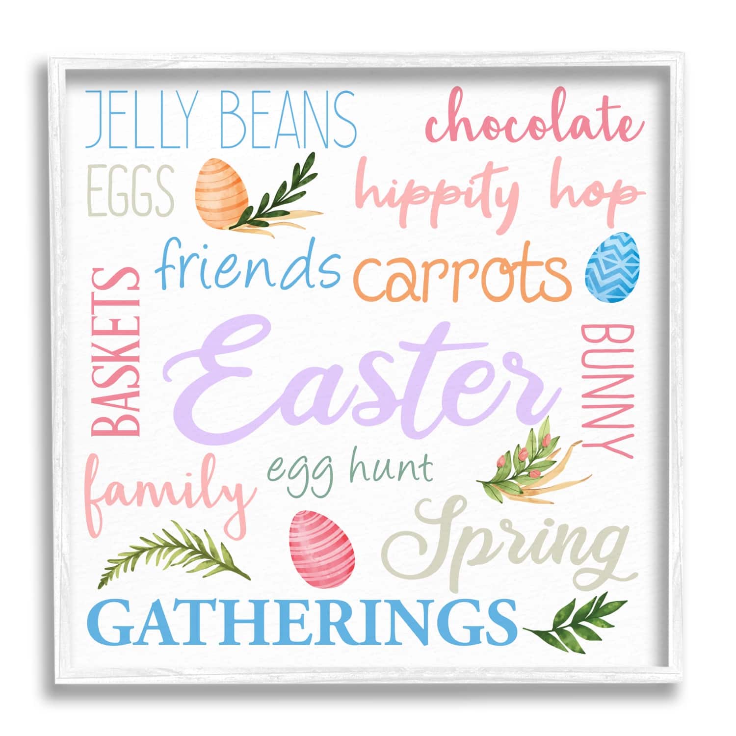 Stupell Industries Festive Easter Activity Sign Patterned Eggs Motif Framed Giclee Art