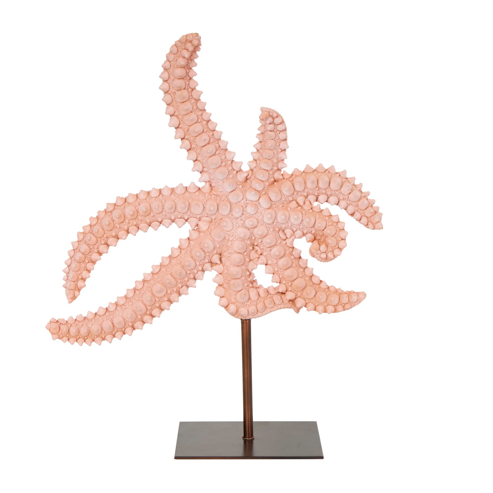13.5" Pink Polystone Starfish Textured Sculpture with Copper Stand