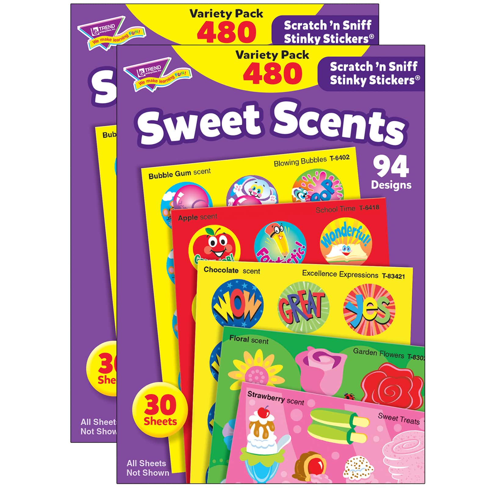 Trend Enterprises® Stinky Stickers® Sweet Scents Variety Pack, 2 Packs of 480ct.
