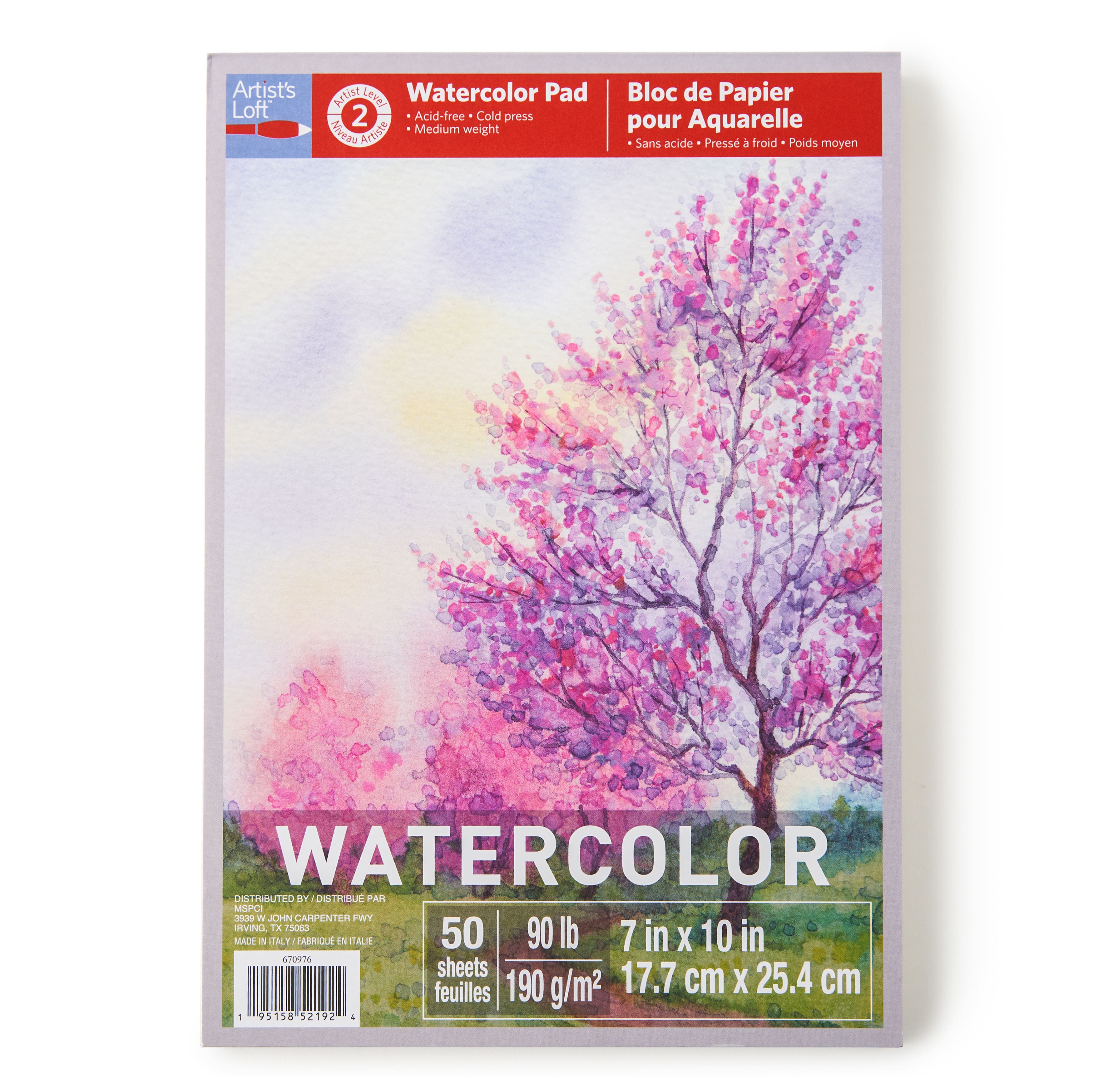 UCreate Watercolor Paper, Bulk, 140 Lb., White, 9 x 12, 50 Sheets