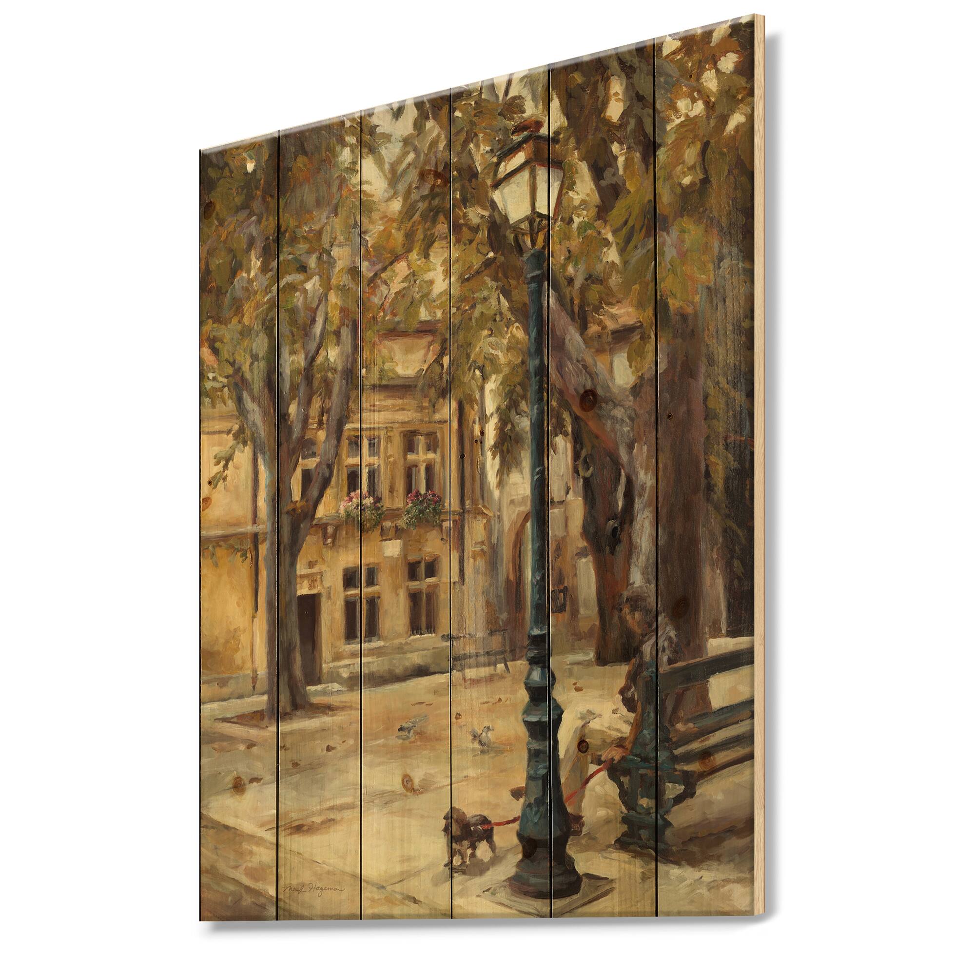 Designart - Provence French Village II - French Country Print on Natural Pine Wood