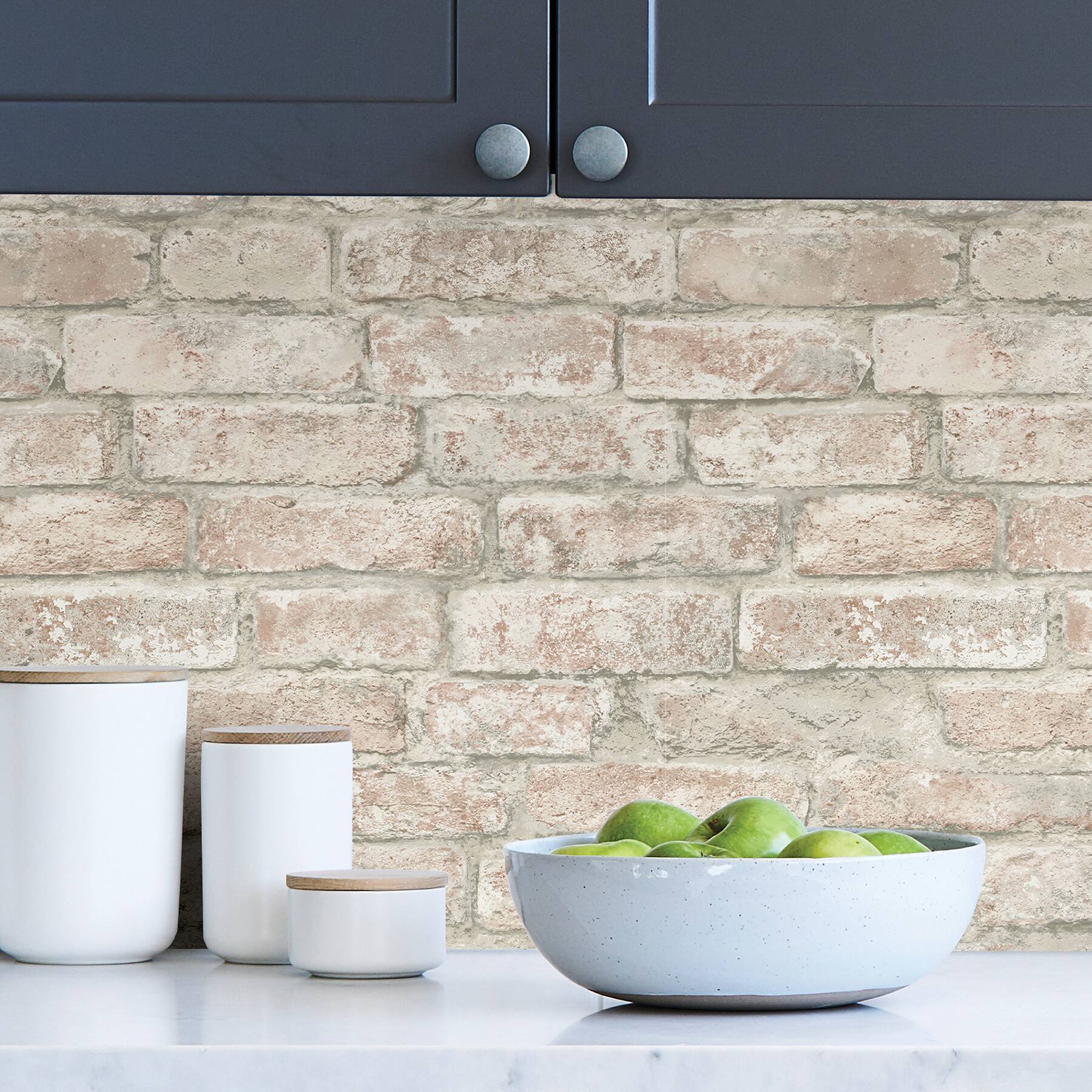 InHome White Washed Denver Brick Peel &#x26; Stick Wallpaper