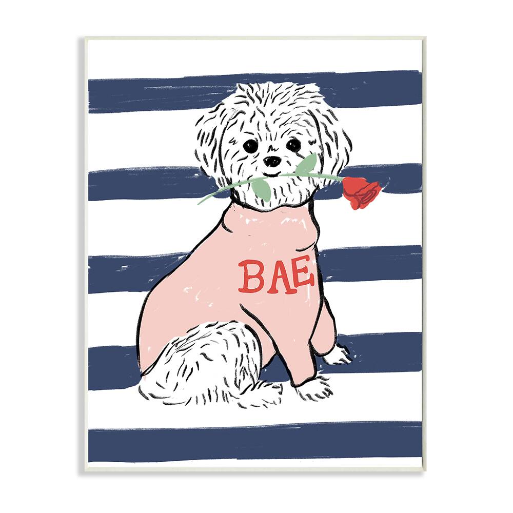 Stupell Industries Romantic Bichon Puppy Pink Bae Sweater Wall Plaque