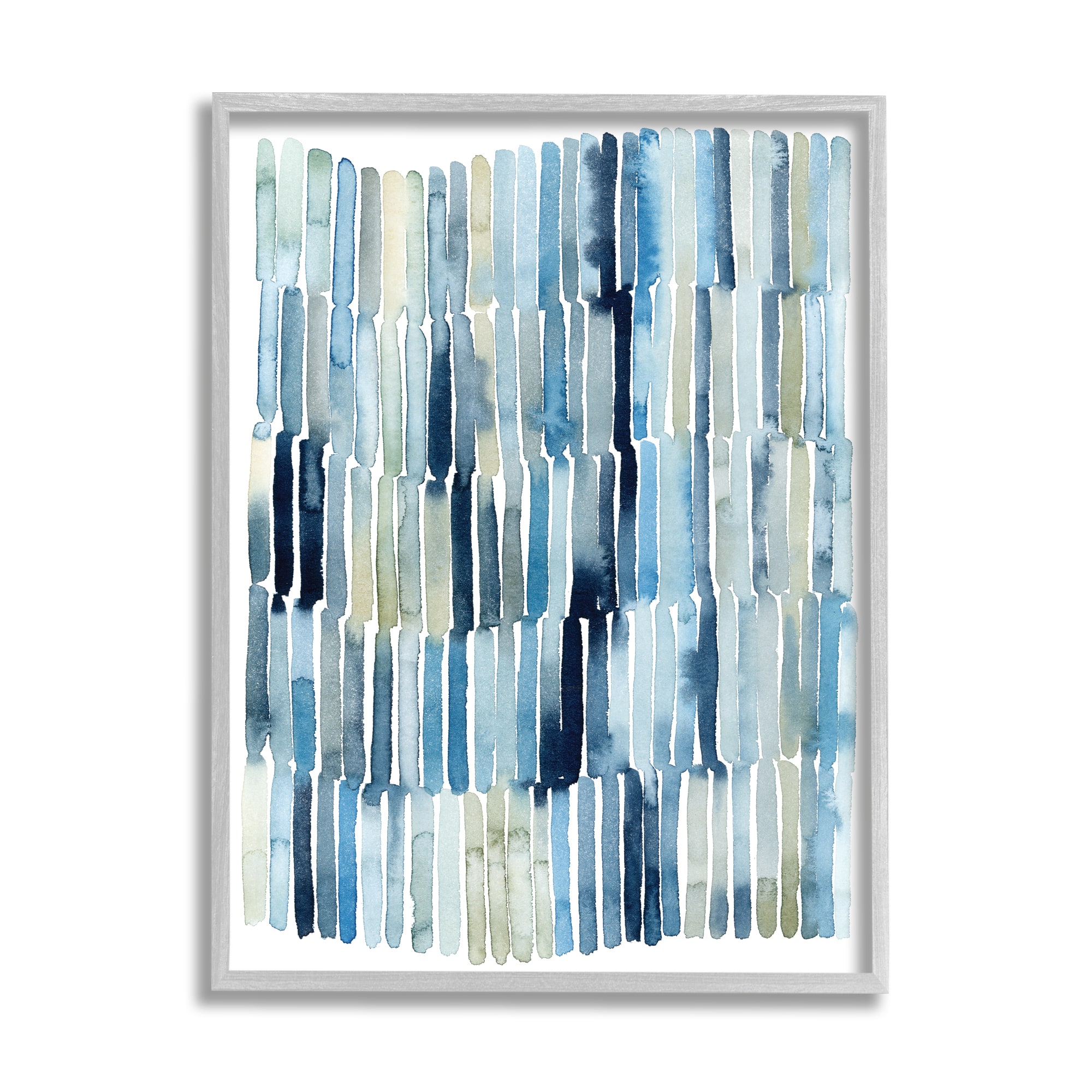 Stupell Industries Nautical Inspired Abstraction Blue Beige Blocked Lines in Gray Frame Wall Art