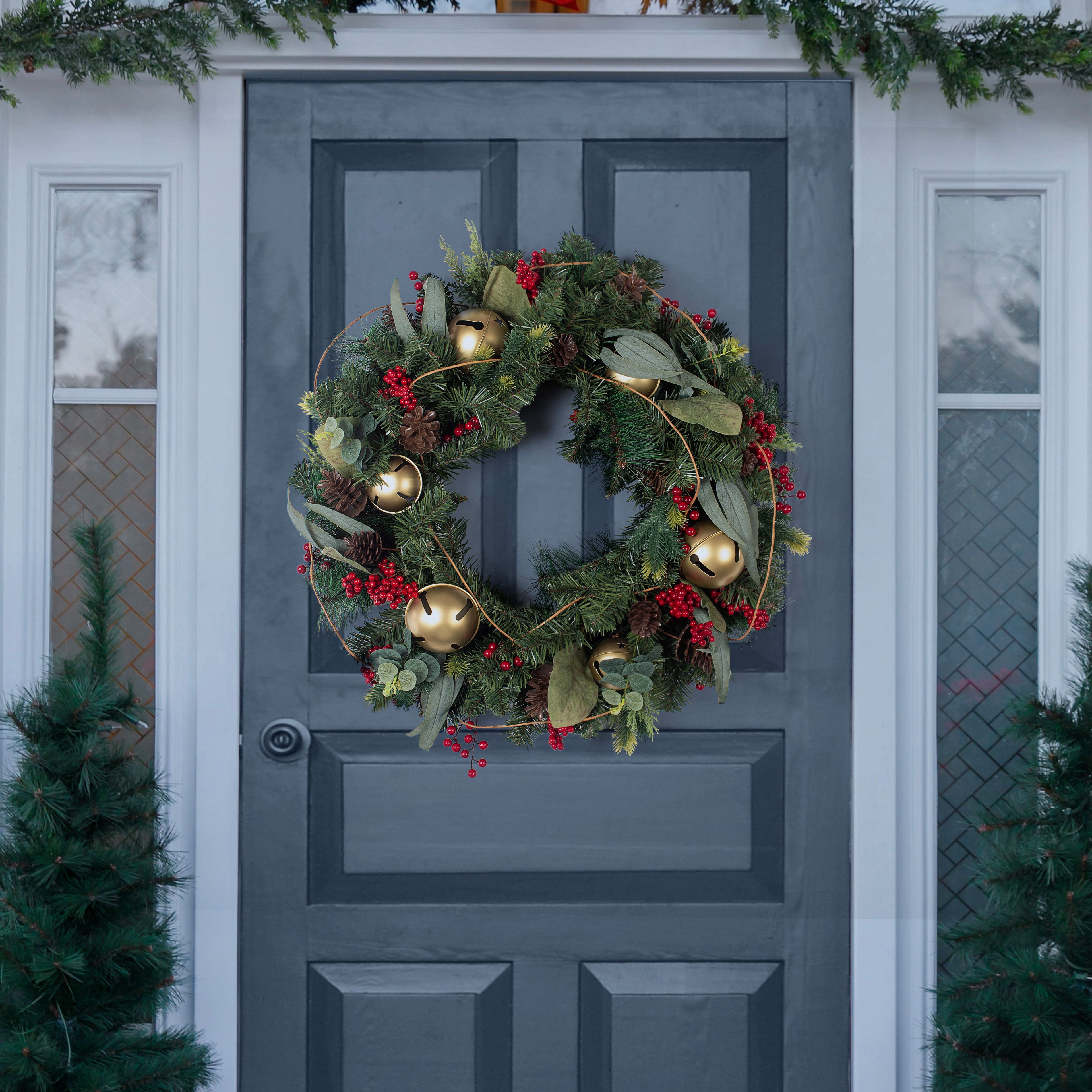 26&#x22; Holiday Bell &#x26; Red Berry Wreath by Ashland&#xAE;