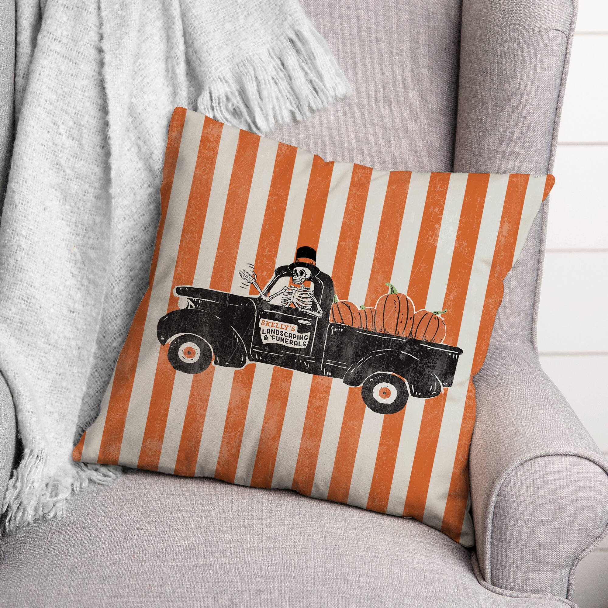 Skelly's Landscaping Truck Spun Poly Throw Pillow