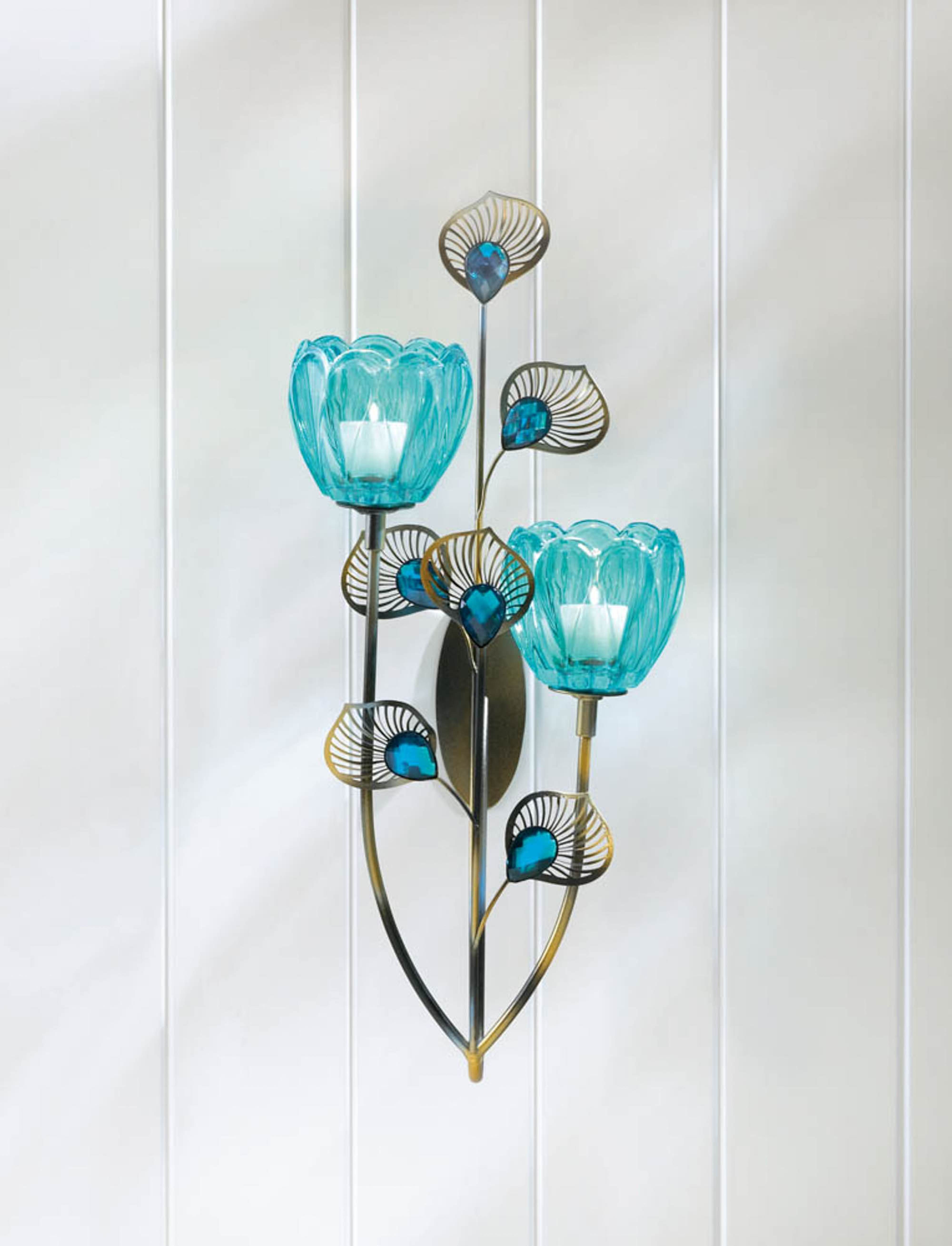 14&#x27;&#x27; Peacock Blossom Candle Wall Sconce