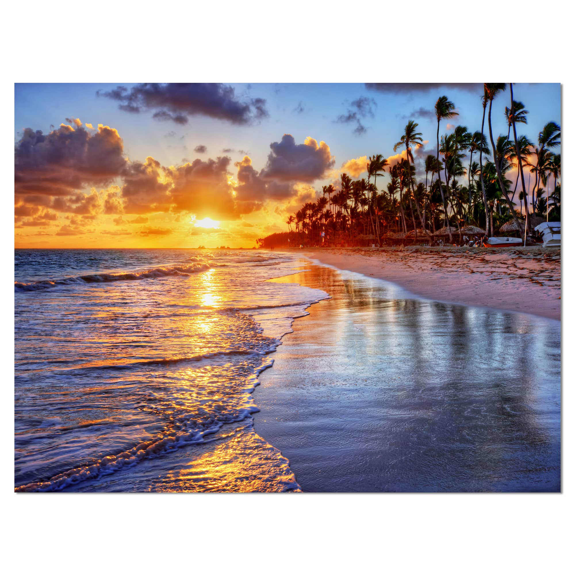 Designart - Beach Side Resort With Palm Trees - Seashore Canvas Art Print