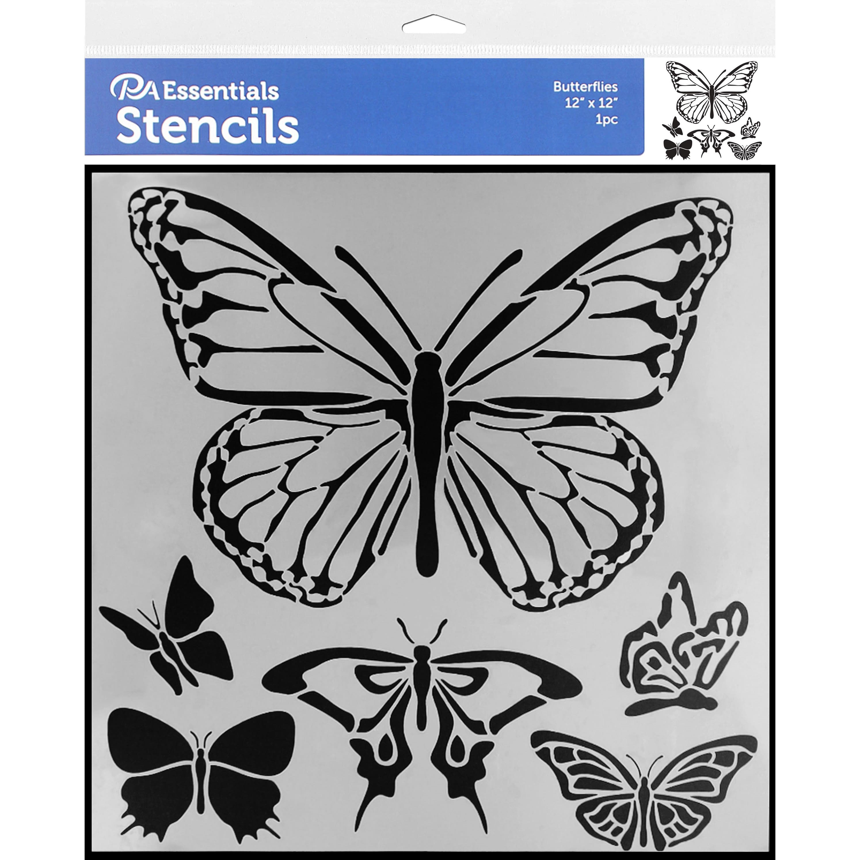 PA Essentials Butterflies Stencil, 12&#x22; x 12&#x22;
